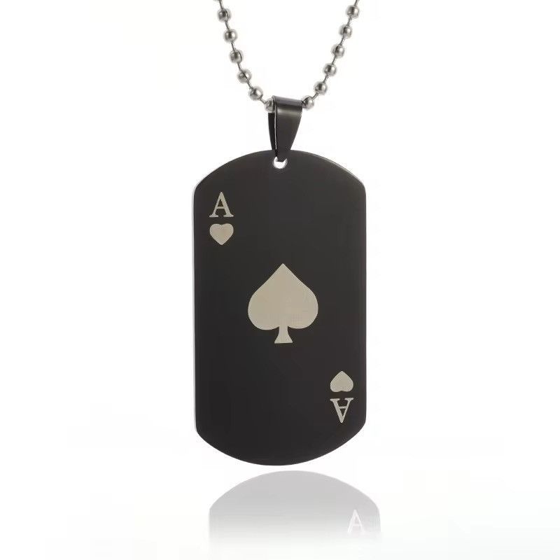 Jewelry Black Classic Square Tag Ace of Spades Necklaces Size ONE SIZE - 2 Thumbnail