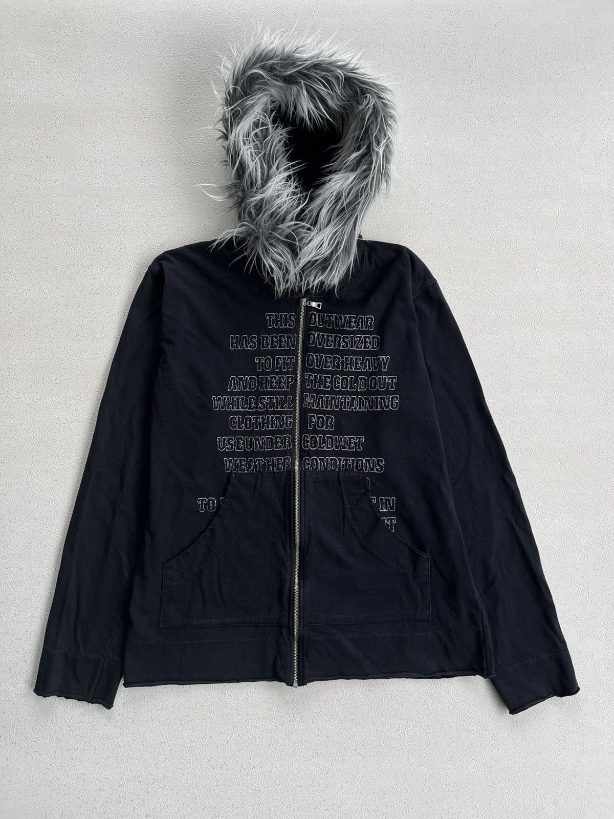 Hysteric Glamour Y2K C.P.Y Company Distressed Hoodie Fur Hood Poem Embroidery Size US M / EU 48-50 / 2 - 3 Thumbnail