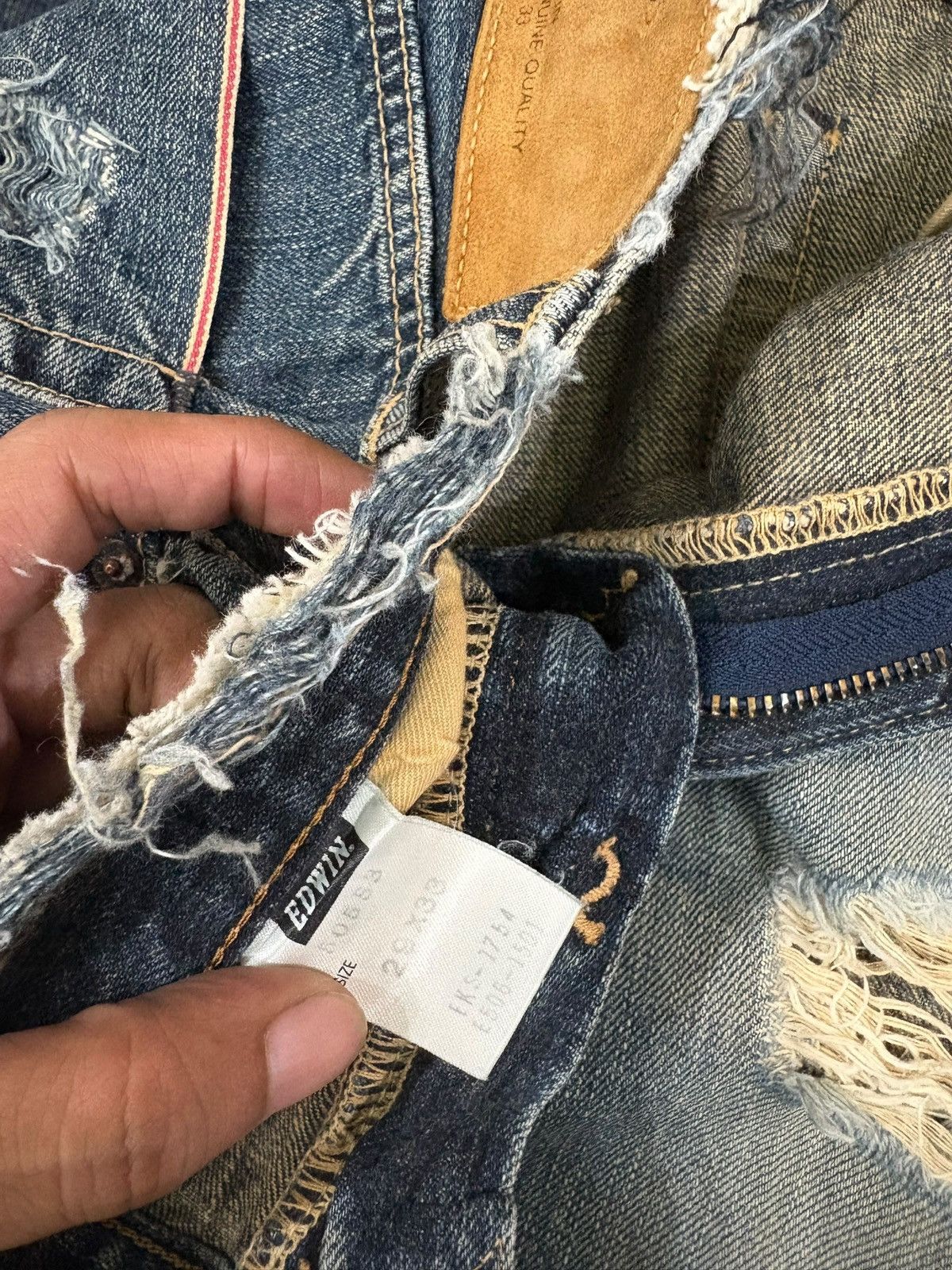 Edwin Vintage Japanese Edwin 505 Selvedge Wash Distress Loose Jean Size US 29 - 11 Thumbnail