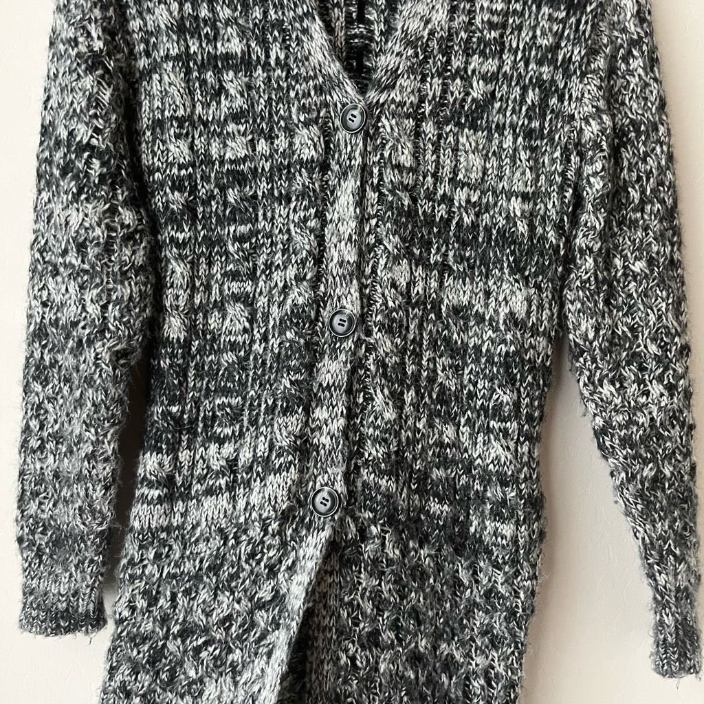 KMRii Black Knit Long Sleeve Button Front Midi Cardigan Swea