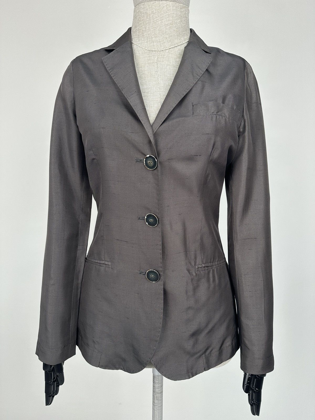 Etro ETRO Milano 100% Silk Dark Gray Blazer Jacket Women’s sz 42 Size M / US 6-8 / IT 42-44 - 11 Thumbnail
