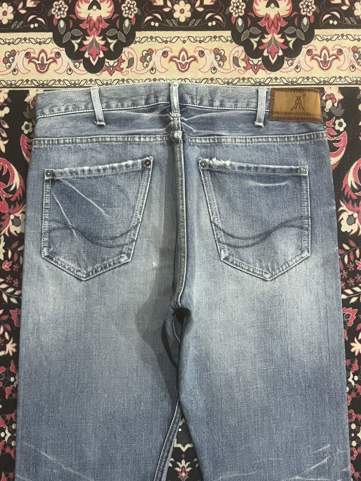 JACKROSE Jackrose X Luv Maison Blue Faded Washed Selvedge Flare Jeans Size US 30 / EU 46 - 8 Thumbnail