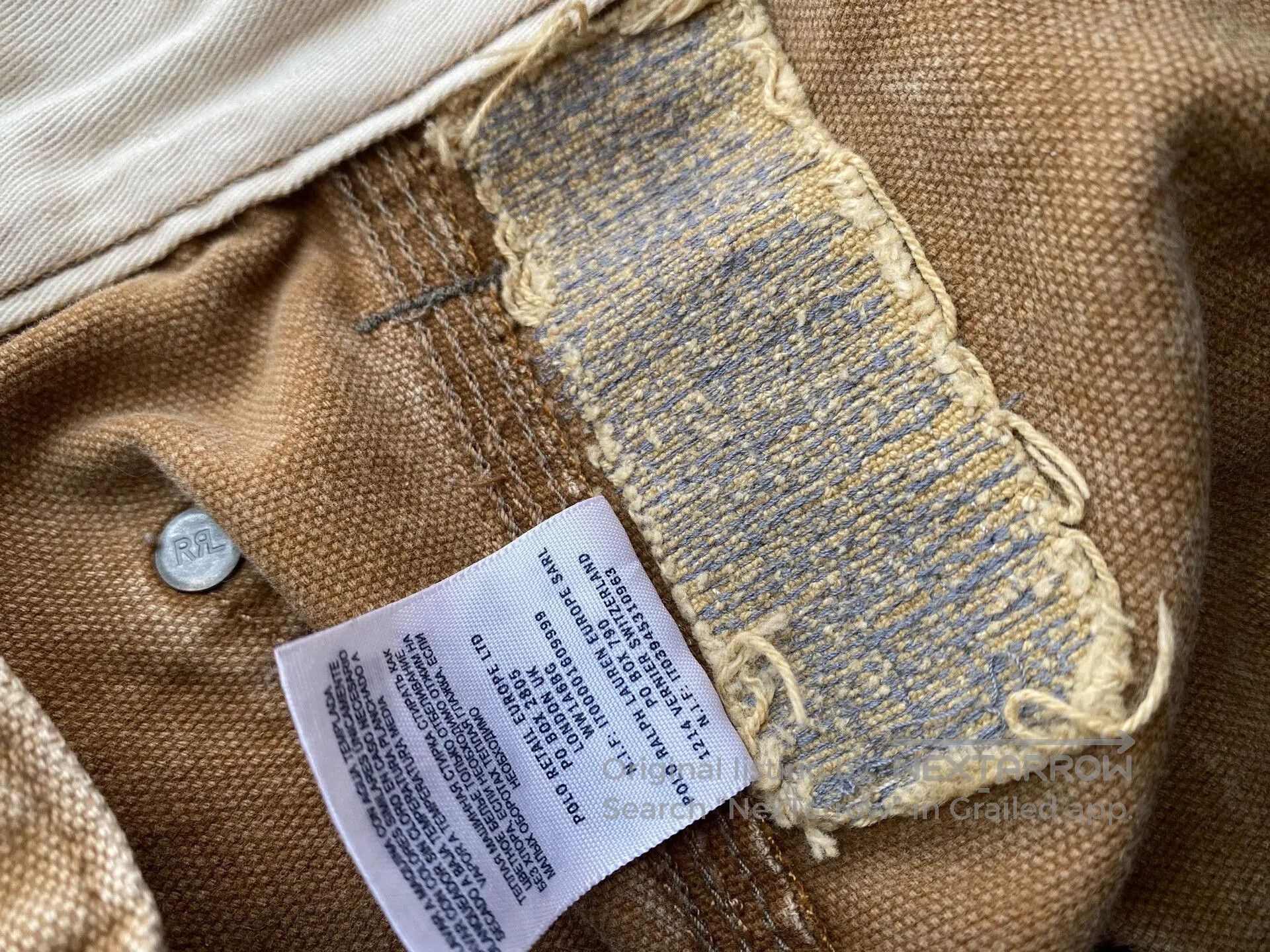 RRL Ralph Lauren khaki canvas work pants with distressed details. Size US 34 / EU 50 - 9 Thumbnail
