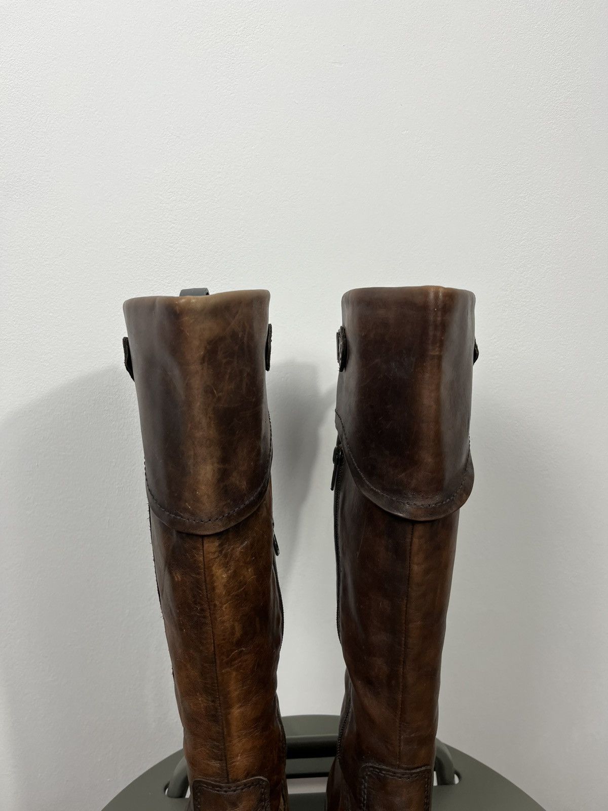 Leather Brown Leather Tall Boots Buckle Strap Zip Closure EU 39 Size US 8.5 / IT 38.5 - 7 Thumbnail