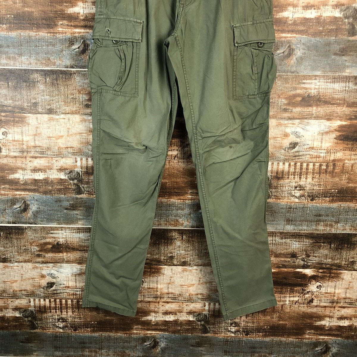 Japanese Brand DLL Uniqlo Green utility Cargo Multipocket Pants #C217 Size US 28 / EU 44 - 3 Thumbnail