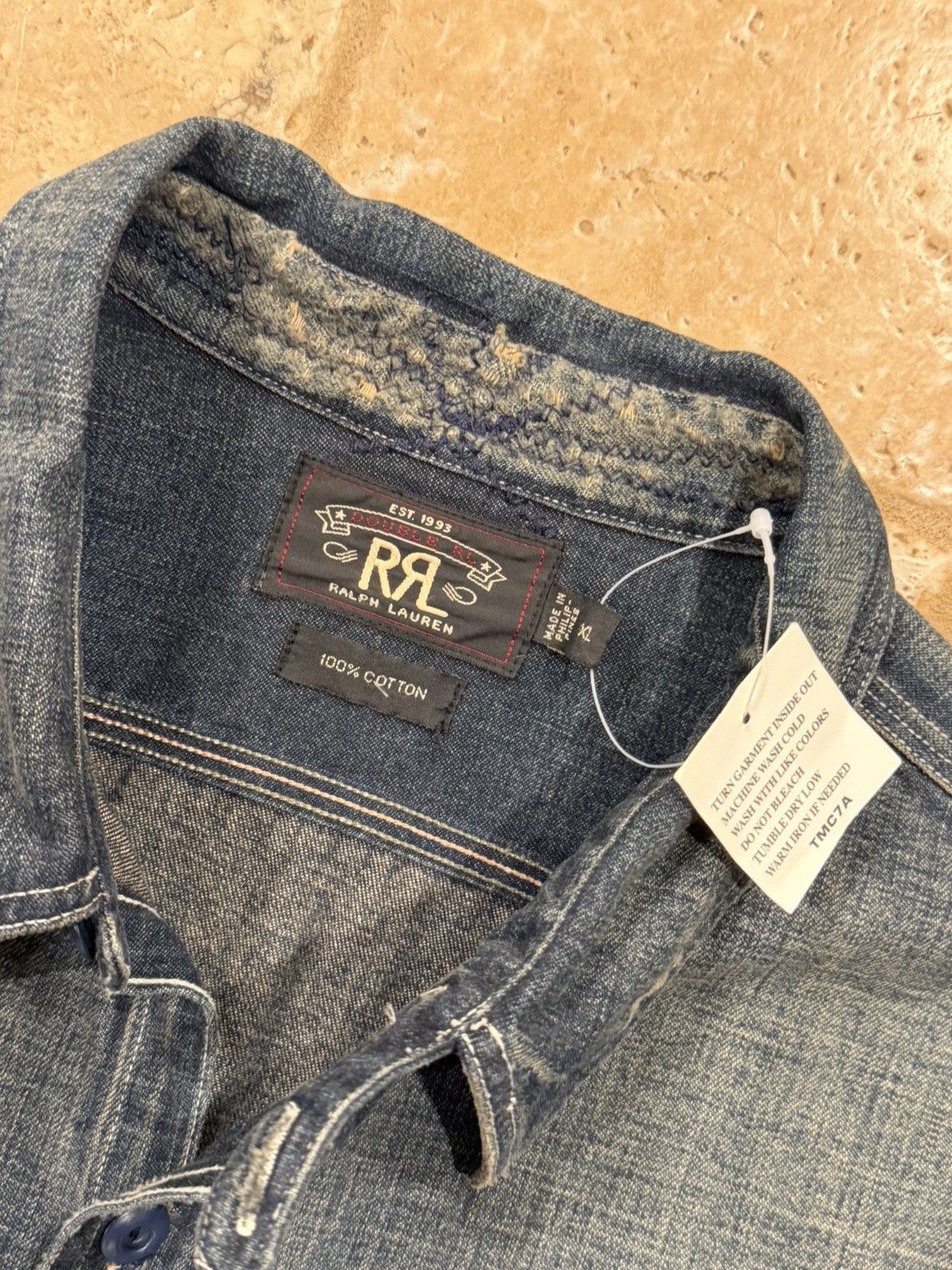 RRL Ralph Lauren RRL Ralph Lauren Limited Edition Boro Patchwork Denim Shirt Size US XL / EU 56 / 4 - 8 Thumbnail