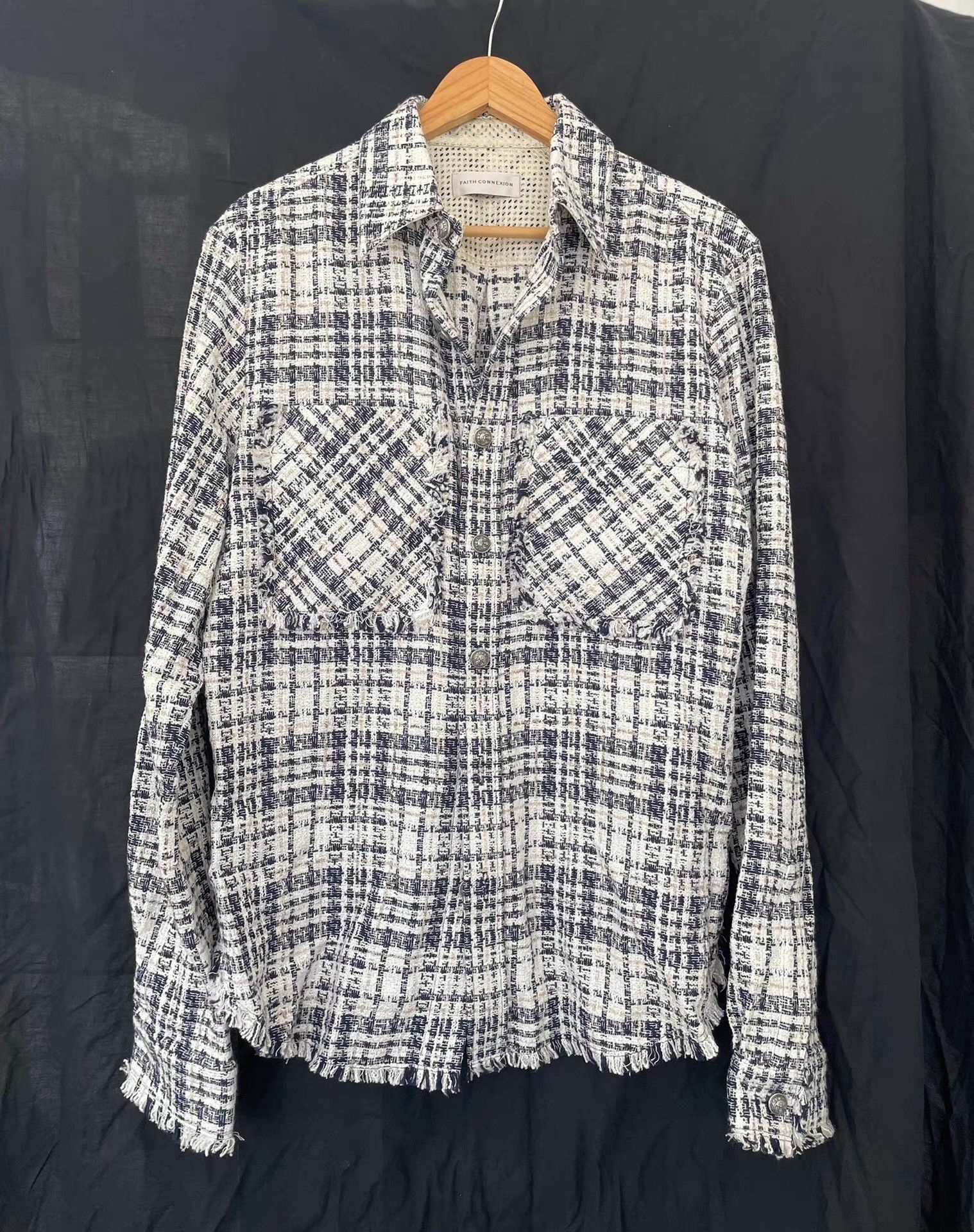 Faith Connexion Faith Connexion Blue & White Tweed Shirt Ｑ21 Size US M / EU 48-50 / 2 - 1 Thumbnail