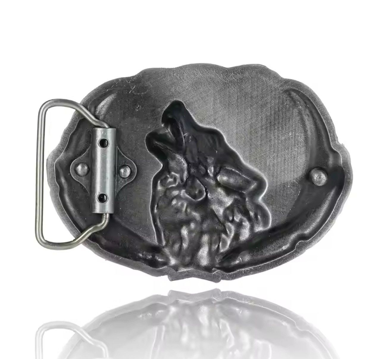 Leather Wolf Head Belt Buckle Size ONE SIZE - 2 Thumbnail