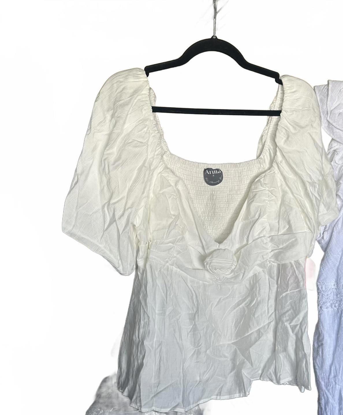 Designer Arula Women's White Puff Sleeve Top Size XL / US 12-14 / IT 48-50 - 1 Thumbnail