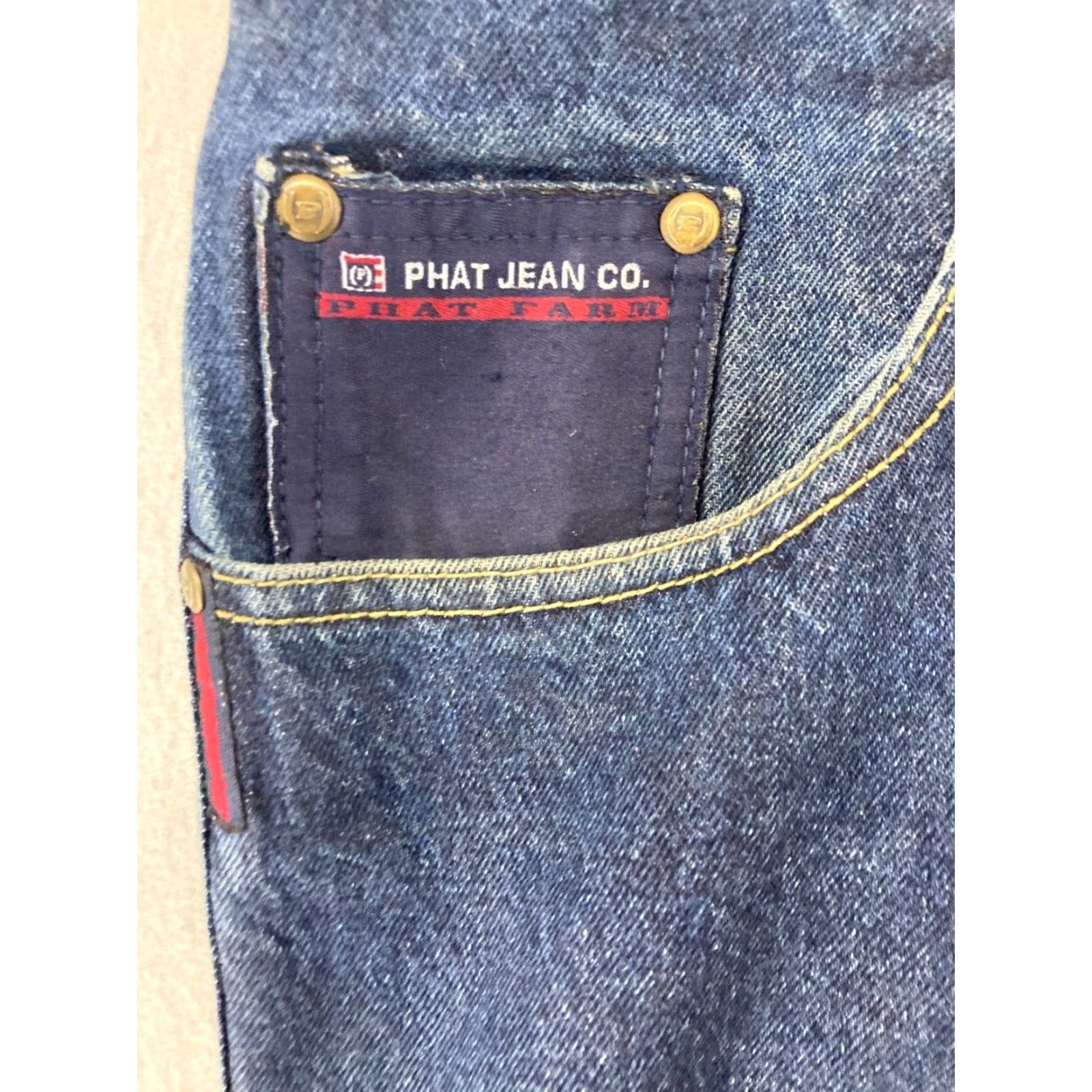 Phat Farm VINTAGE Phat Farm Carpenter Pants Mens 36x34 Denim Blue 90s Washed Straight Leg Mens Regular 90s Theme Baggy Casual Pants Size US 36 / EU 52 - 5 Thumbnail