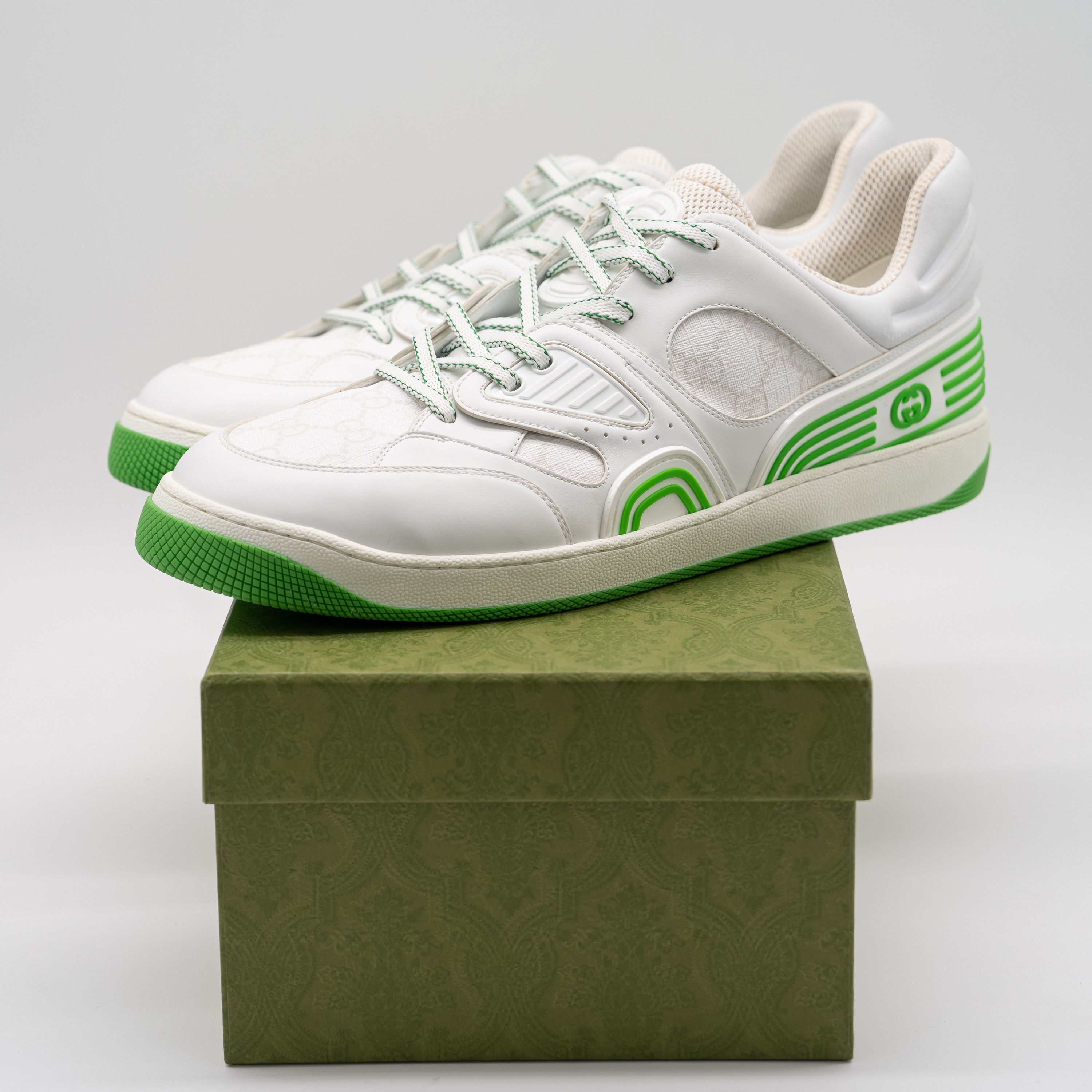 Gucci 14G 14.5 US Gucci Basket Low White Green Sneakers GG Size US 14 / EU 47 - 13 Thumbnail