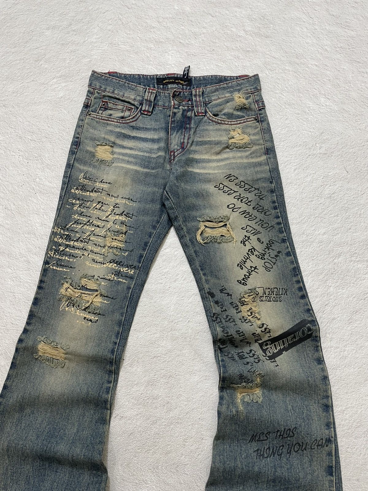 Hysteric Glamour 2000s Archival Hysteric Poem Flare Denim Mudwash Y2K Ifsix Size 25" / US 0 / IT 36 - 2 Thumbnail
