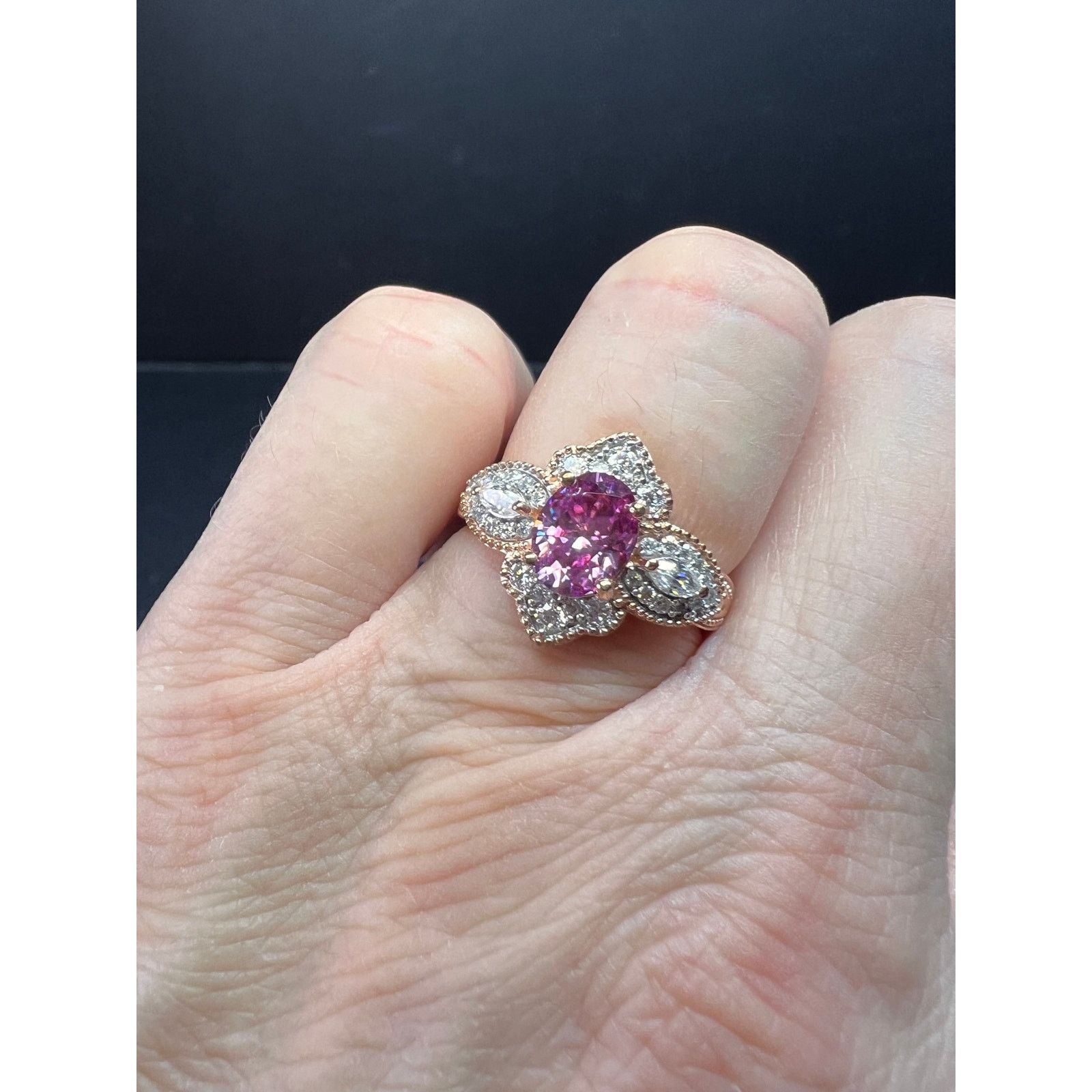 Other NEW Pink Moissanite ring in rose gold vermeil 925 size 6 Size ONE SIZE - 5 Thumbnail