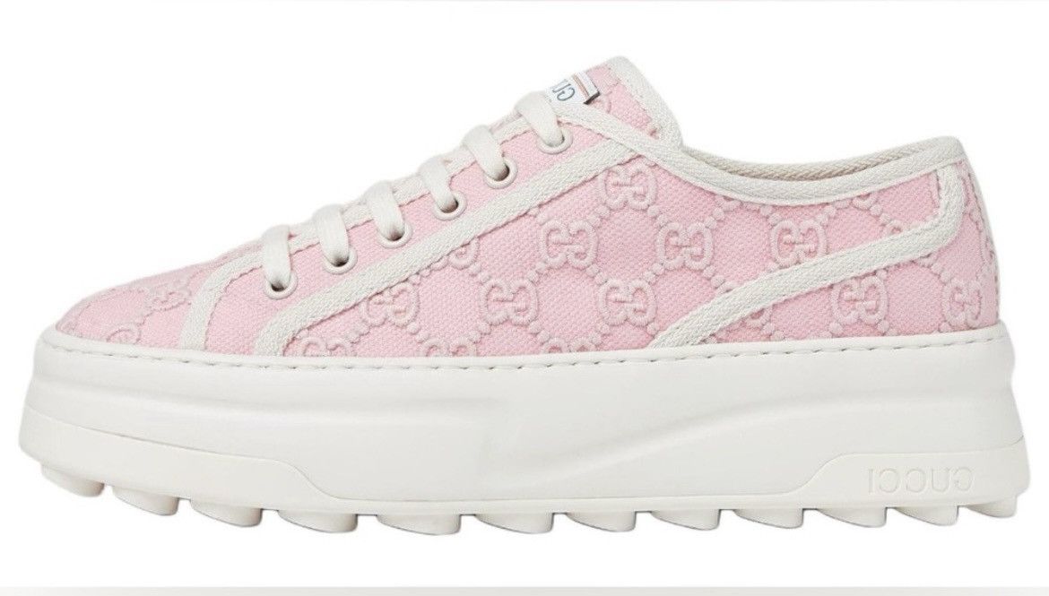 Gucci Gucci Tennis 1977 Pink GG Logo Embroidery Low Top Sneaker Size US 5 / IT 35 - 2 Thumbnail