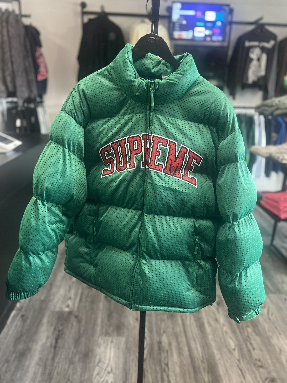 Supreme puffer jacket retail on sale