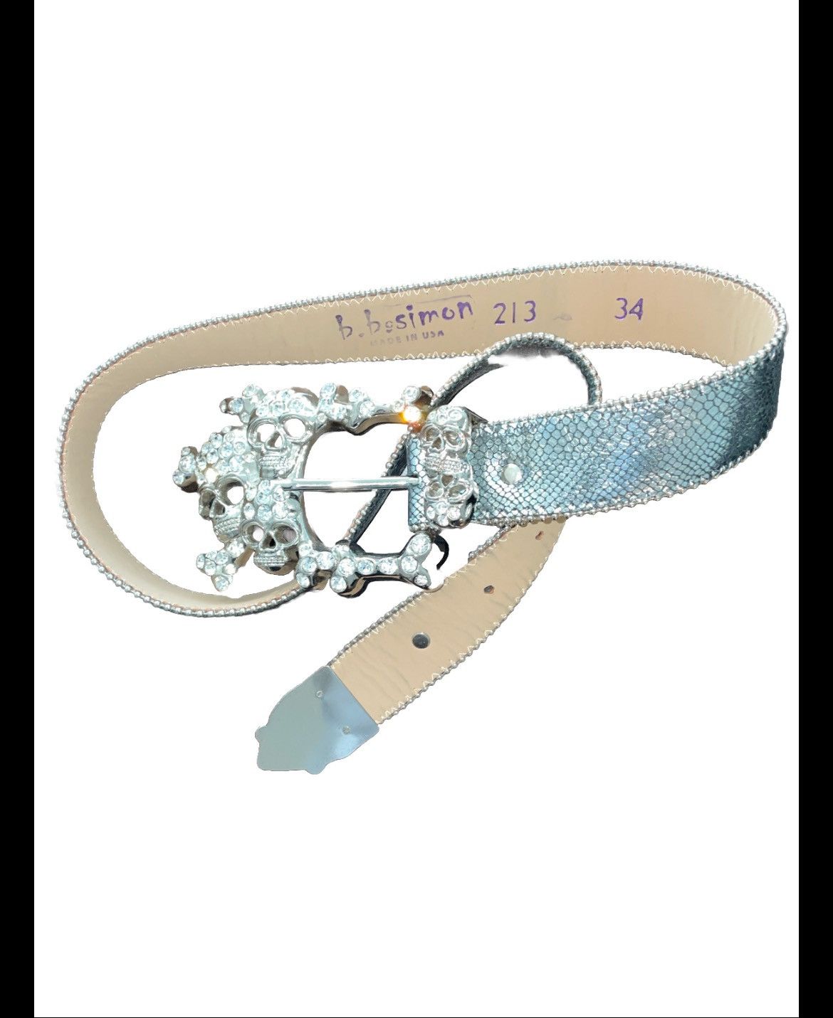 B.B. Simon BB Simon Skull face scaly belt Size 32 - 2 Thumbnail