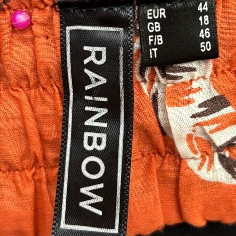 Rainbow Rainbow Orange Floral Midi Dress Cotton Sleeveless Women XL Size XL / US 12-14 / IT 48-50 - 4 Thumbnail