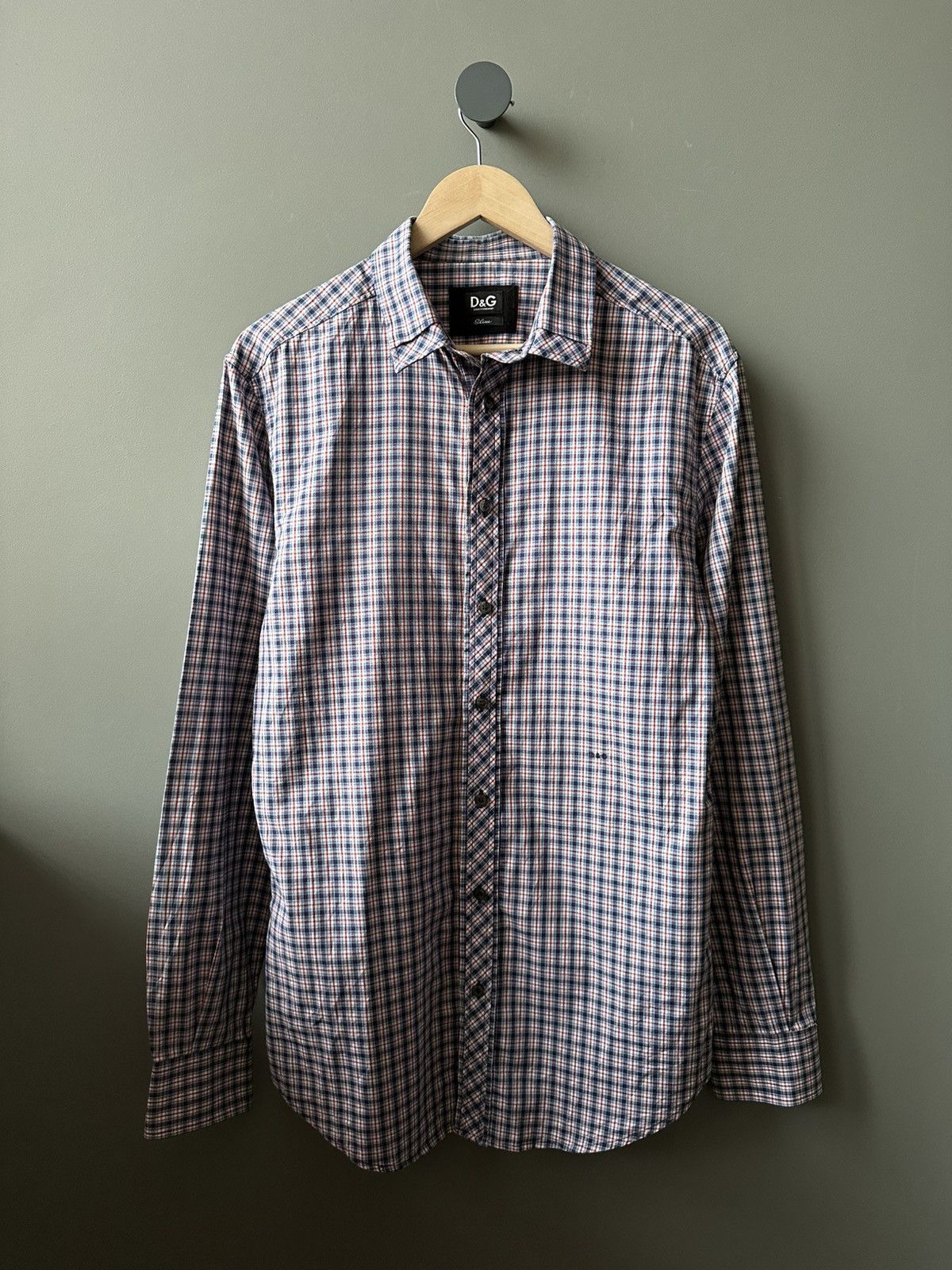 Dolce & Gabbana Dolce & Gabbana Check Slim Shirt Size 52 Size US L / EU 52-54 / 3 - 1 Thumbnail