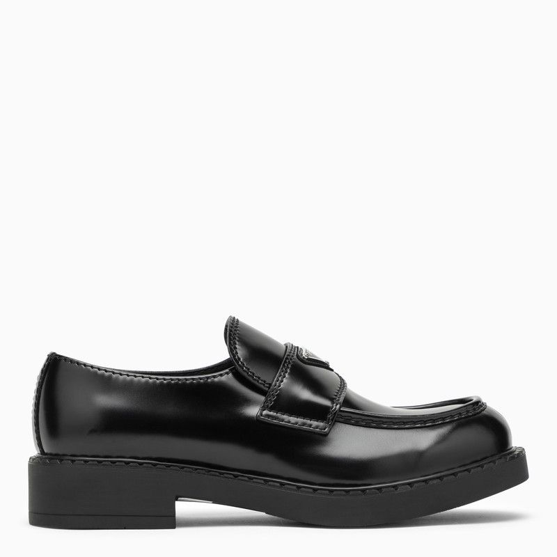 image of Prada Chocolate Loafer In Black Brushed Leather, Men's (Size 9.5)