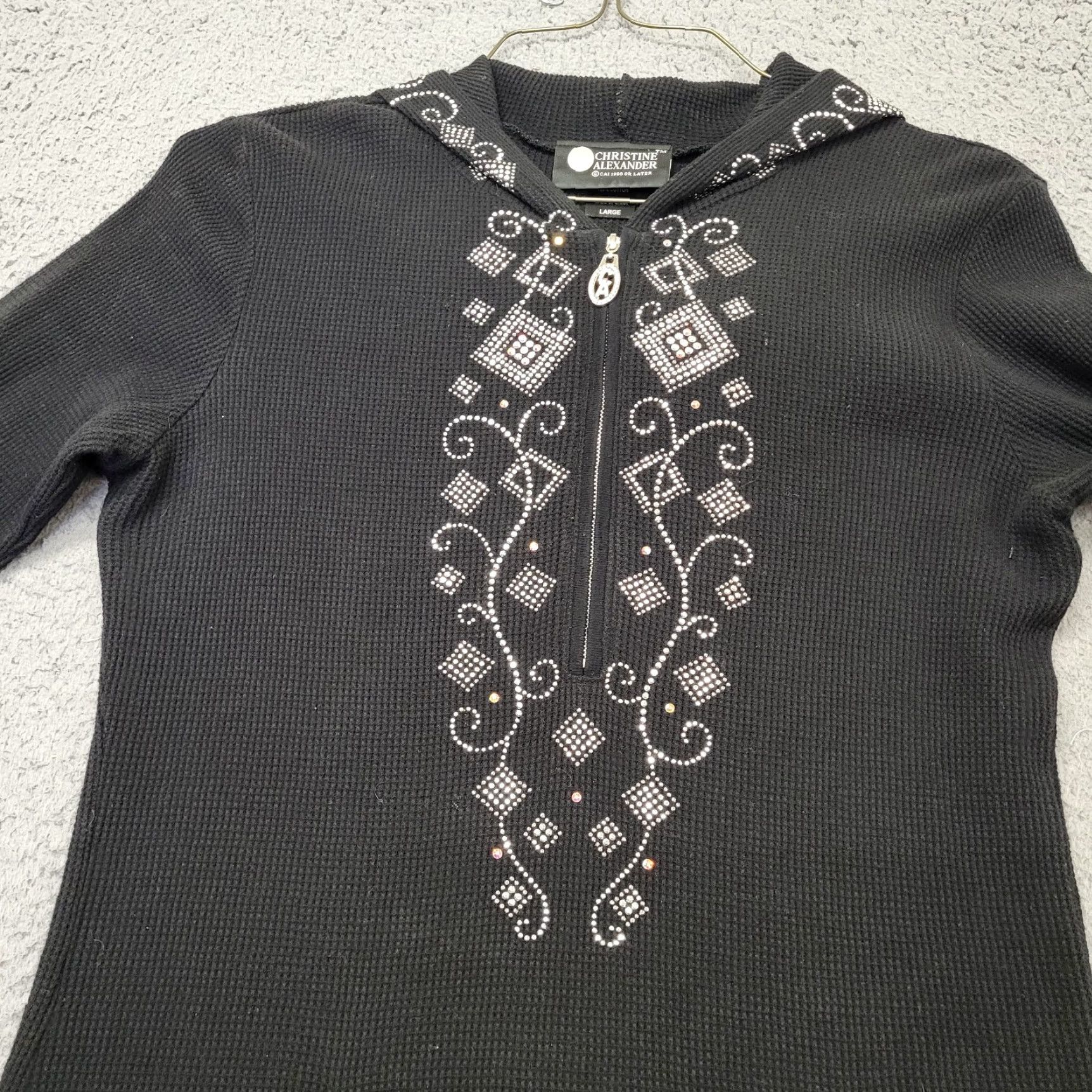 Swarovski Christine Alexander Jacket Women's Large Black Hooded Swarovski Crystals Studs Size L / US 10 / IT 46 - 7 Thumbnail