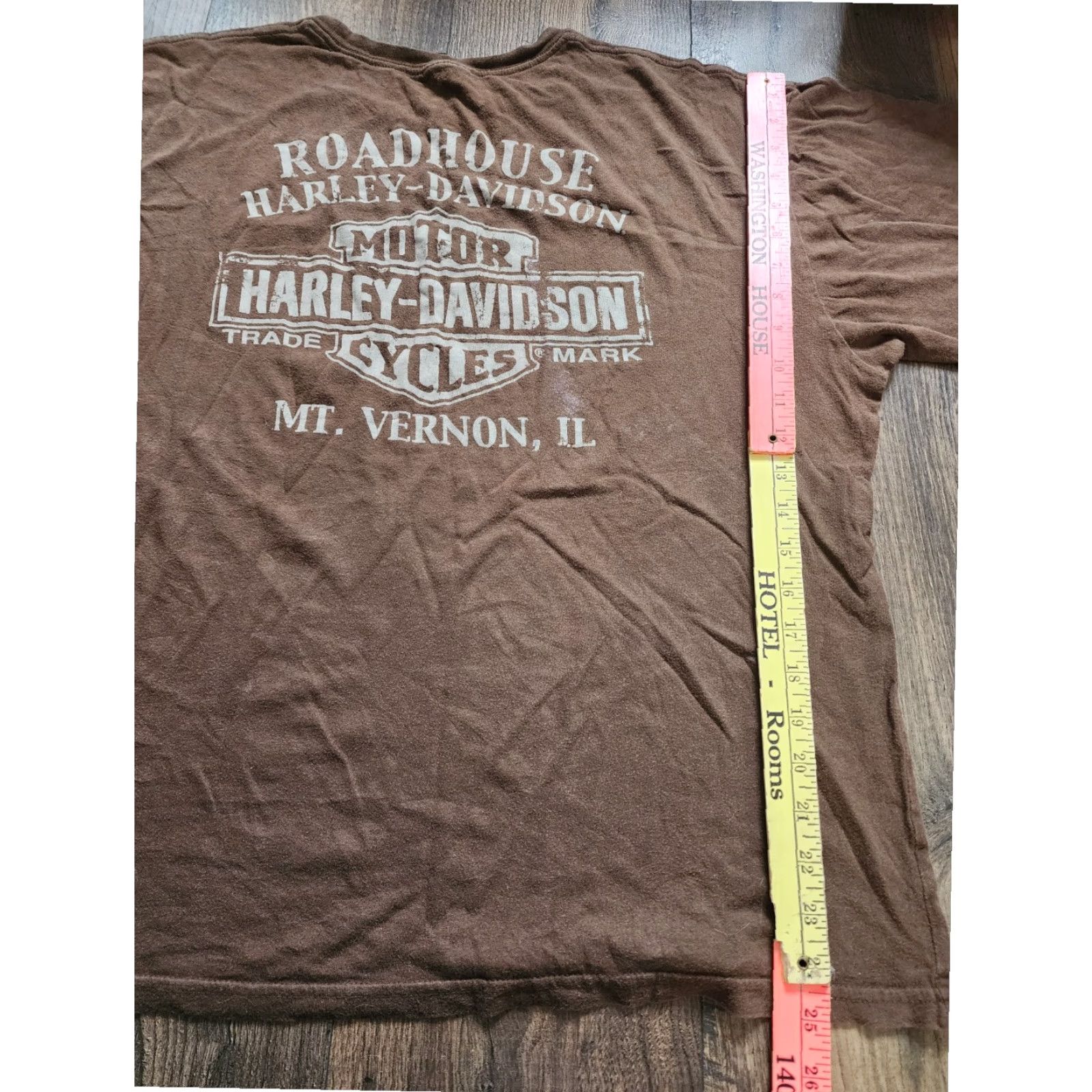 Harley Davidson VINTAGE Harley-Davidson Mt Vernon IL Double Sided T Shirt Brown Mens XL Size US XL / EU 56 / 4 - 3 Thumbnail