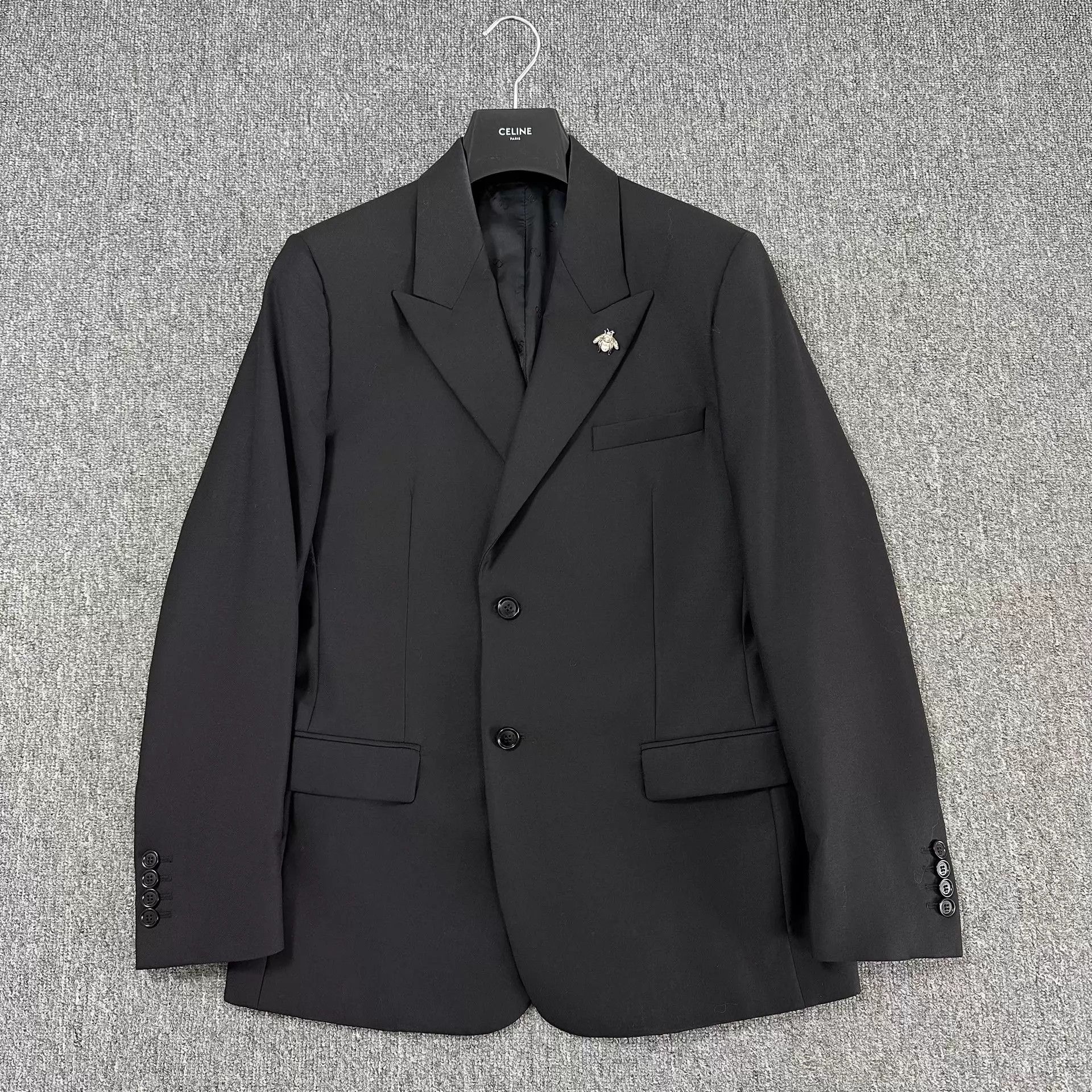 Dior Dior Obsidian Peak Lapel Crystal Bee Suit Size 46R - 1 Thumbnail
