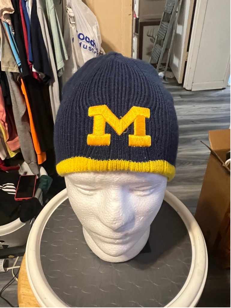 American Needle Men's American Needle Michigan M Blue Yellow Knit Beanie Hat Size 30 - 1 Thumbnail