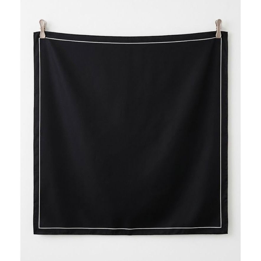 Other Elegant Scarf Black With White Border Square Stylish Classic Size ONE SIZE - 5 Thumbnail