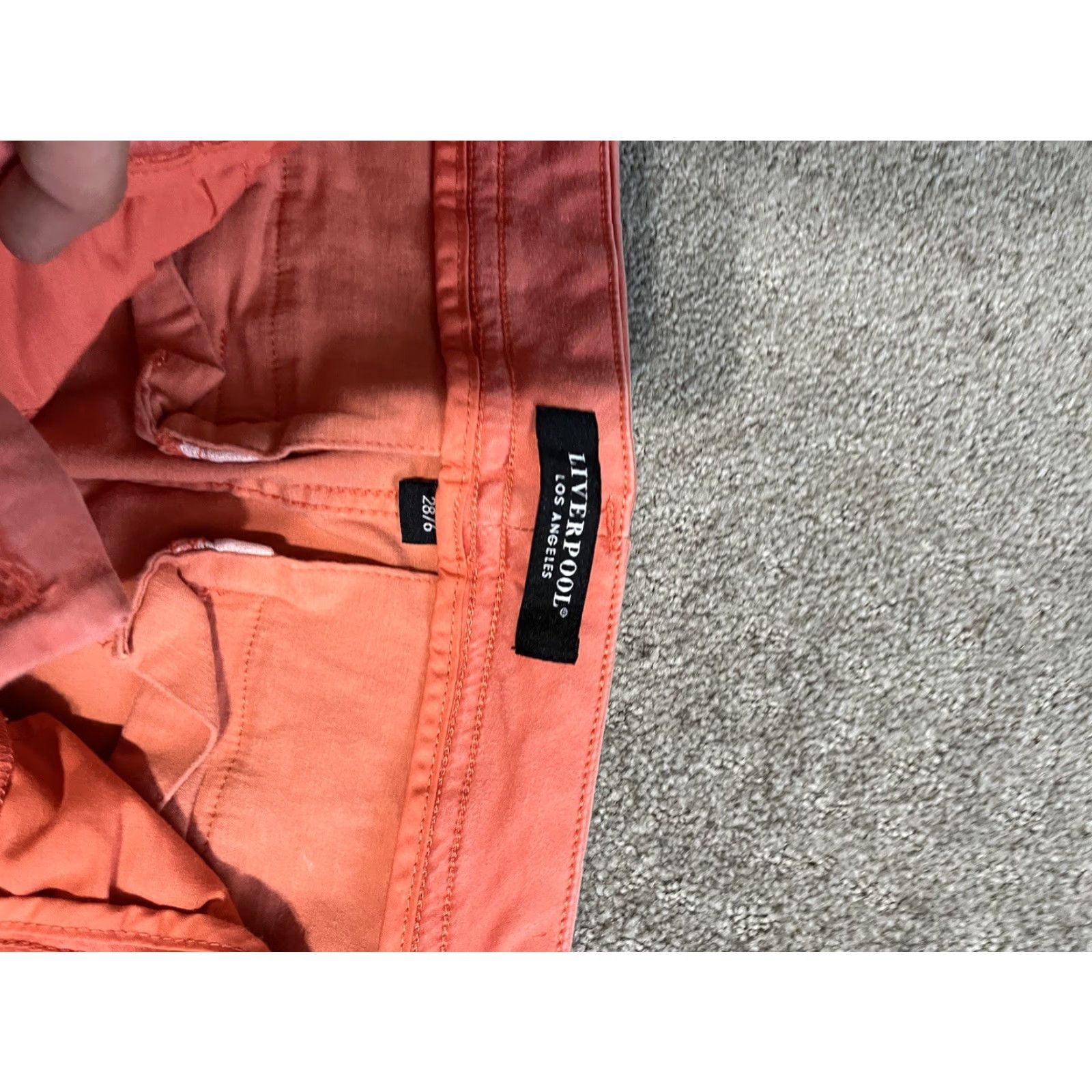 Vintage Liverpool Jeans Shorts Women's Orange 6/28 Casual Mid Rise Pockets Summer Cotton Blend Zip Front Modern Chino Size 28" / US 6 / IT 42 - 3 Thumbnail