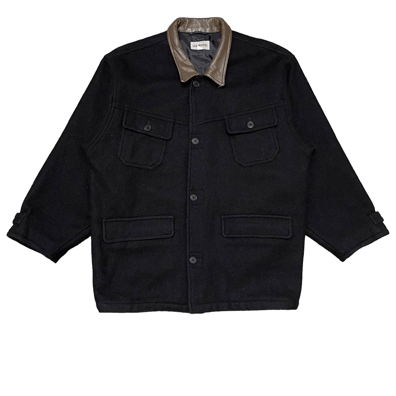Japanese Brand Vintage The Market Wool Jacket Leather Collar Size US M / EU 48-50 / 2 - 1 Thumbnail
