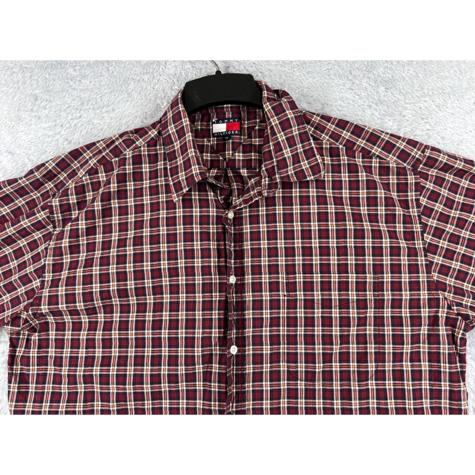 Tommy Hilfiger Tommy Hilfiger Shirt Mens XL Red Plaid Button-Down Long Sleeve Pocket Logo Embroidered Cotton Casual Size US XL / EU 56 / 4 - 4 Thumbnail