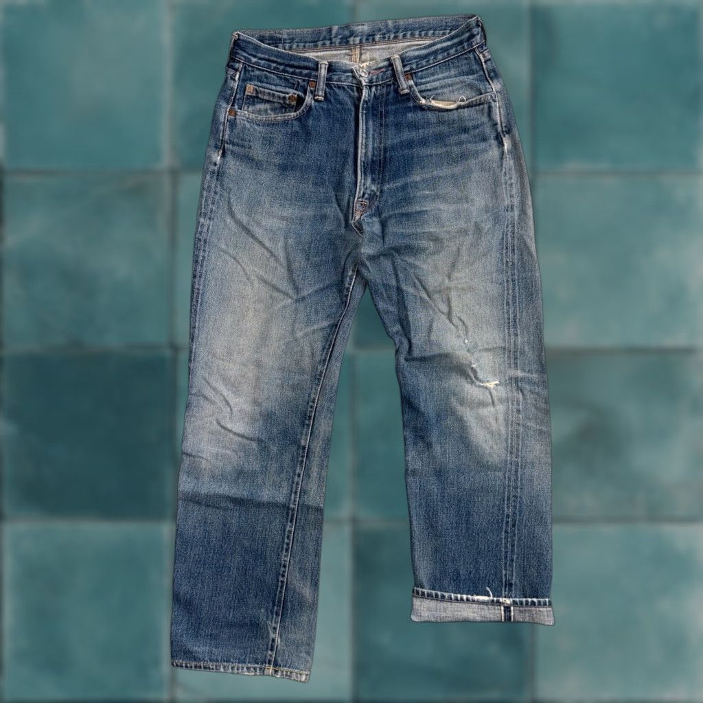 VINTAGE Dark Wash Selvedge Jeans 30X27 Blue Retro Regular Fit Mens