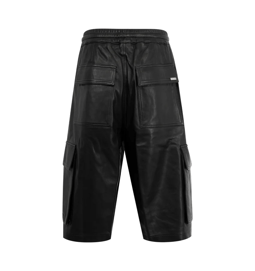 Nahmias o1h1sh11225 Leather Pleated Cargo Shorts in Black Size US 32 / EU 48 - 2 Thumbnail