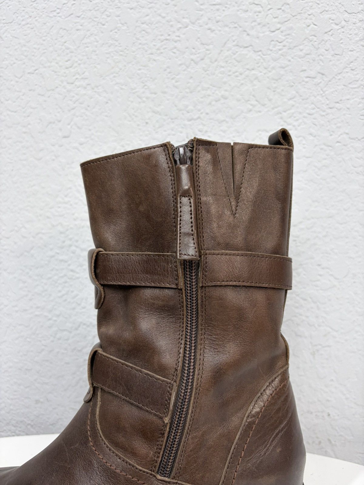 Hedi Slimane AS 98 Vibe Artisan Brown Leather Side Zip Ankle Biker Boots Size US 7.5 / EU 40-41 - 11 Thumbnail