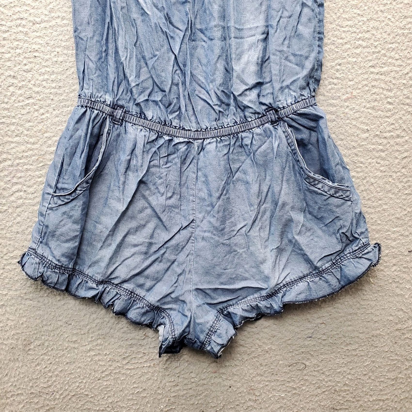 Vintage VINTAGE American Rag Cie Romper Shirt Womens Size M Blue Denim Off-The-Shoulder Sleeveless Size 32" / US 10 / IT 46 - 6 Thumbnail