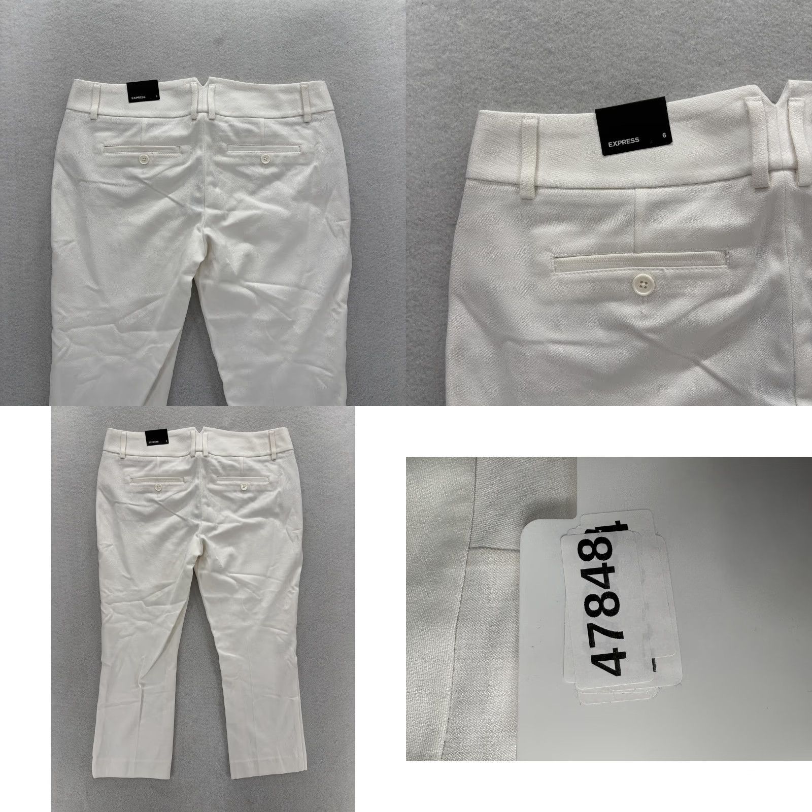 Express VINTAGE EXPRESS Crop Dress Pants Womens 6 White Straight Leg Twill Stretch NWT Size 28" / US 6 / IT 42 - 9 Thumbnail