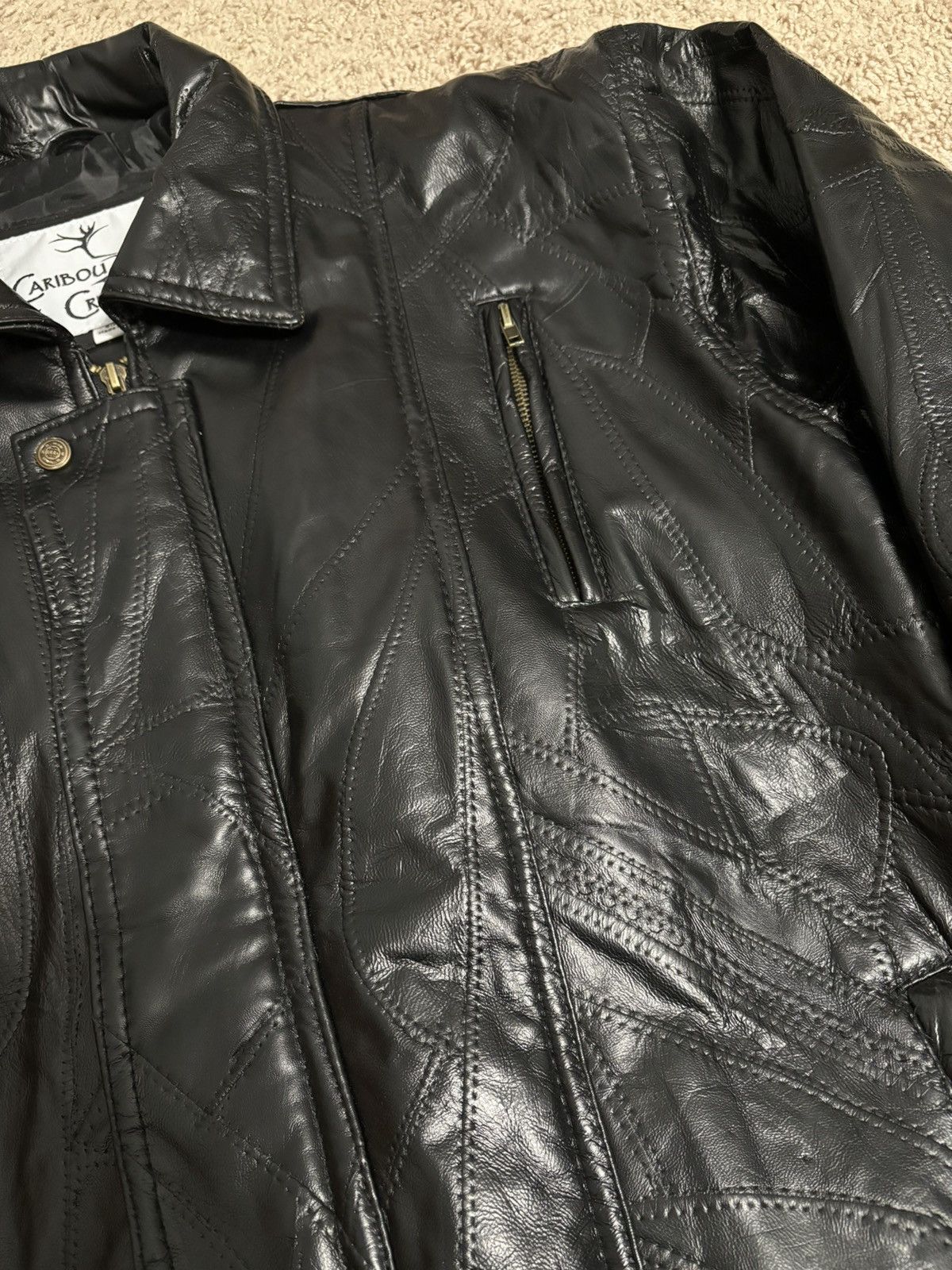 Vintage Caribou Creek Lambskin Patchwork Leather Jacket Size US XL / EU 56 / 4 - 3 Thumbnail
