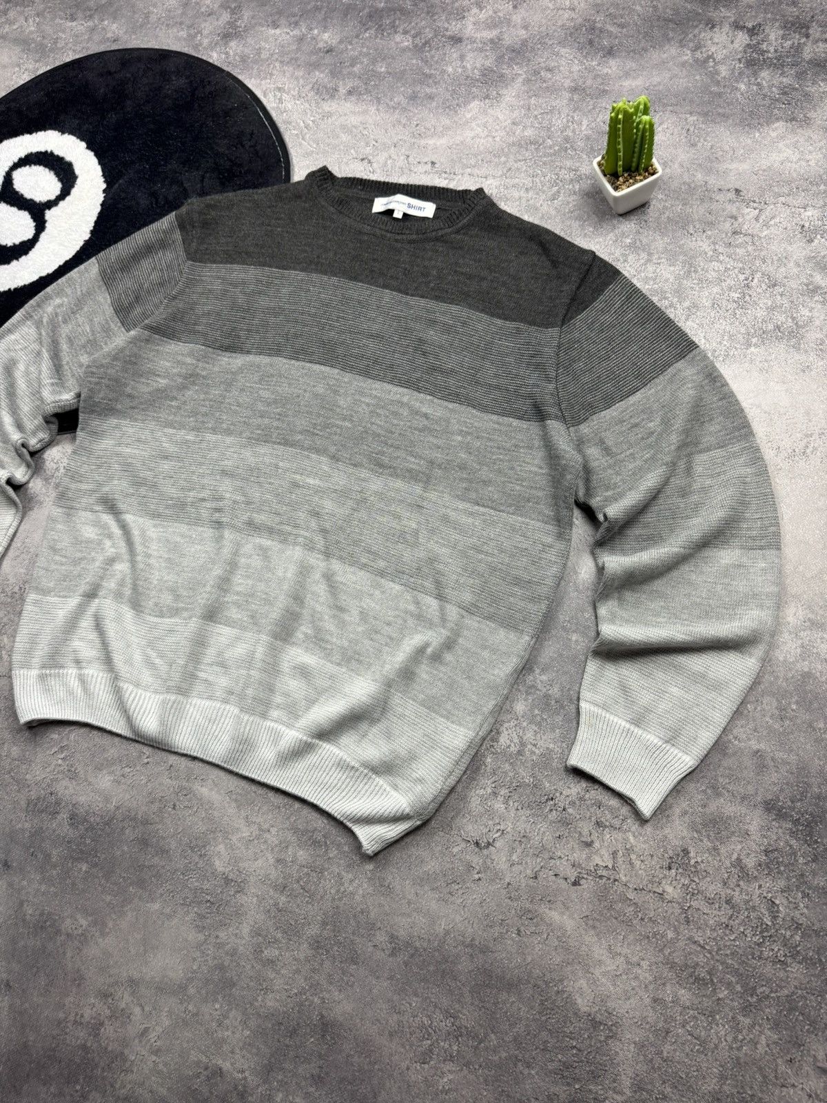 Comme des Garcons SHIRT Comme des Garçons SHIRT Gradient Striped Sweater Grey Sz L Size US L / EU 52-54 / 3 - 3 Thumbnail