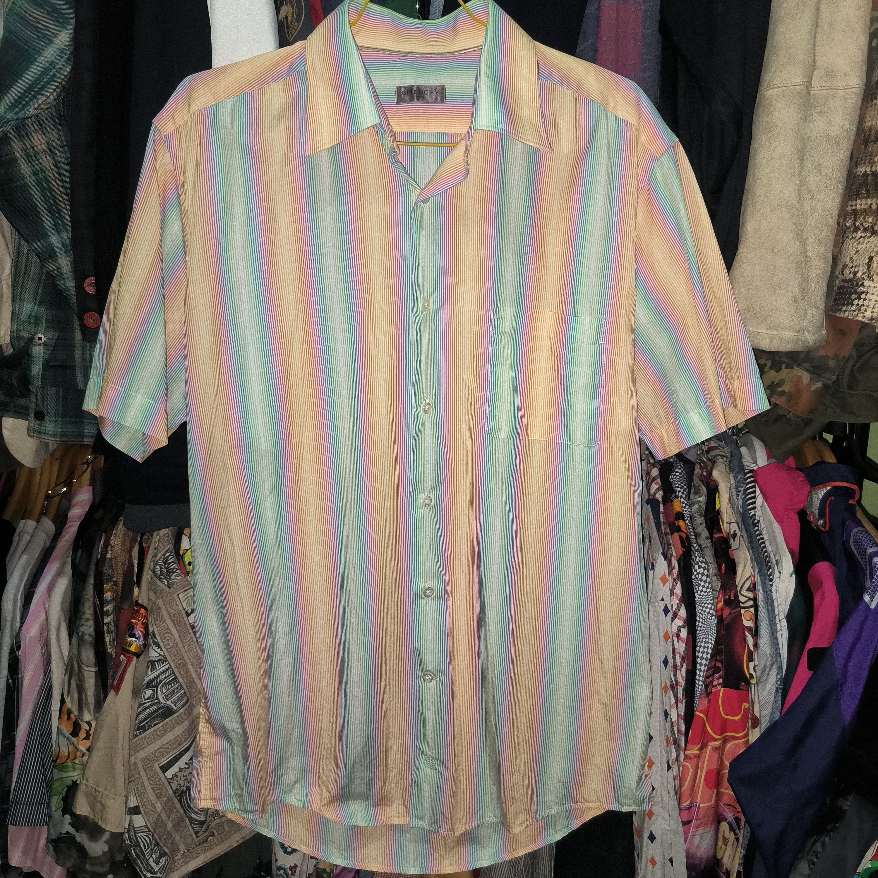 Givenchy Vintage 2000s Givenchy Rainbow Stripe Shirts Size US XL / EU 56 / 4 - 1 Thumbnail