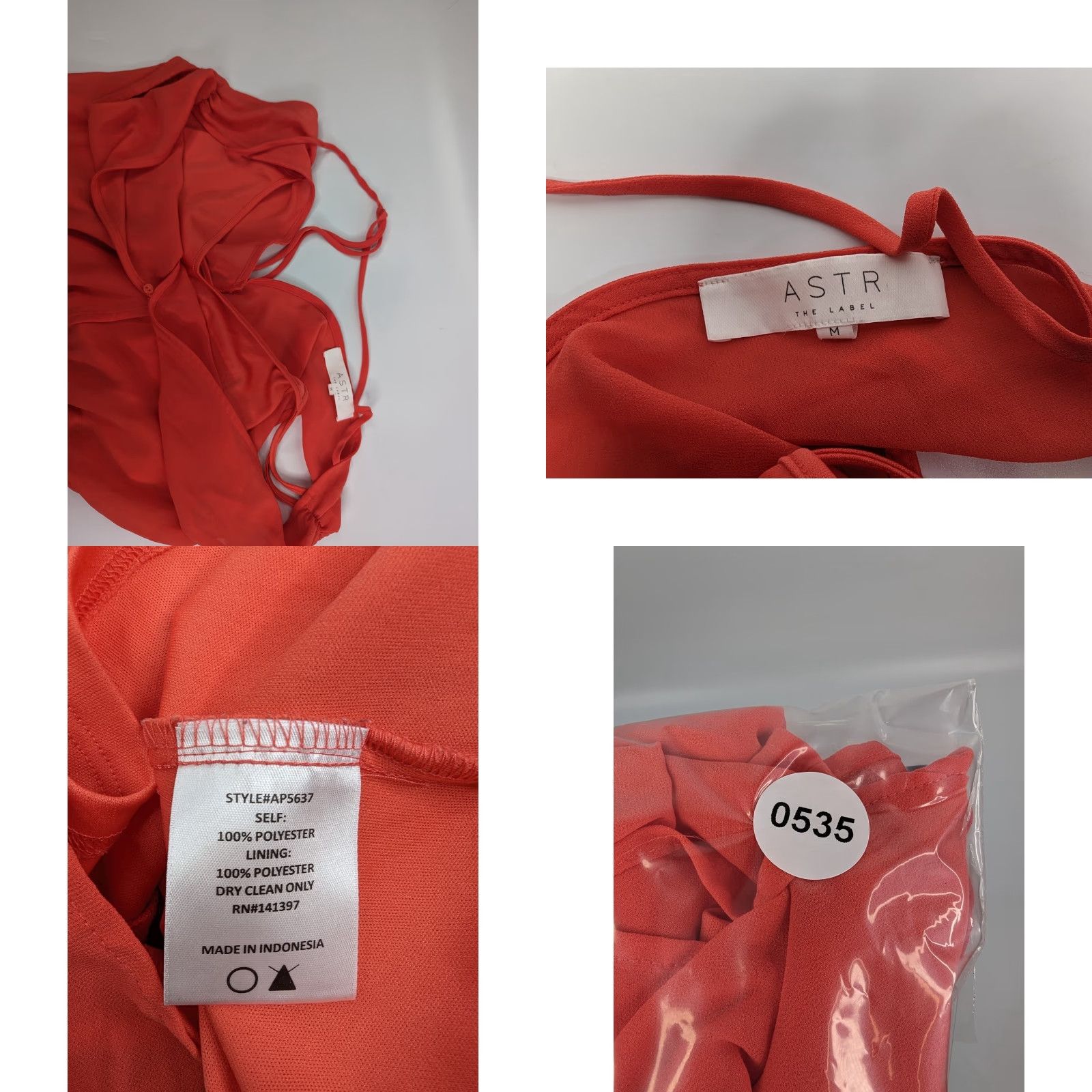 ASTR The Label ASTR The Label Romper One-Piece Jumpsuit Lined V-Neck Ruffle Shorts Orange Women M Casual Party/Cocktail Travel Tie-dye not, but keep original words Size 32" / US 10 / IT 46 - 8 Thumbnail