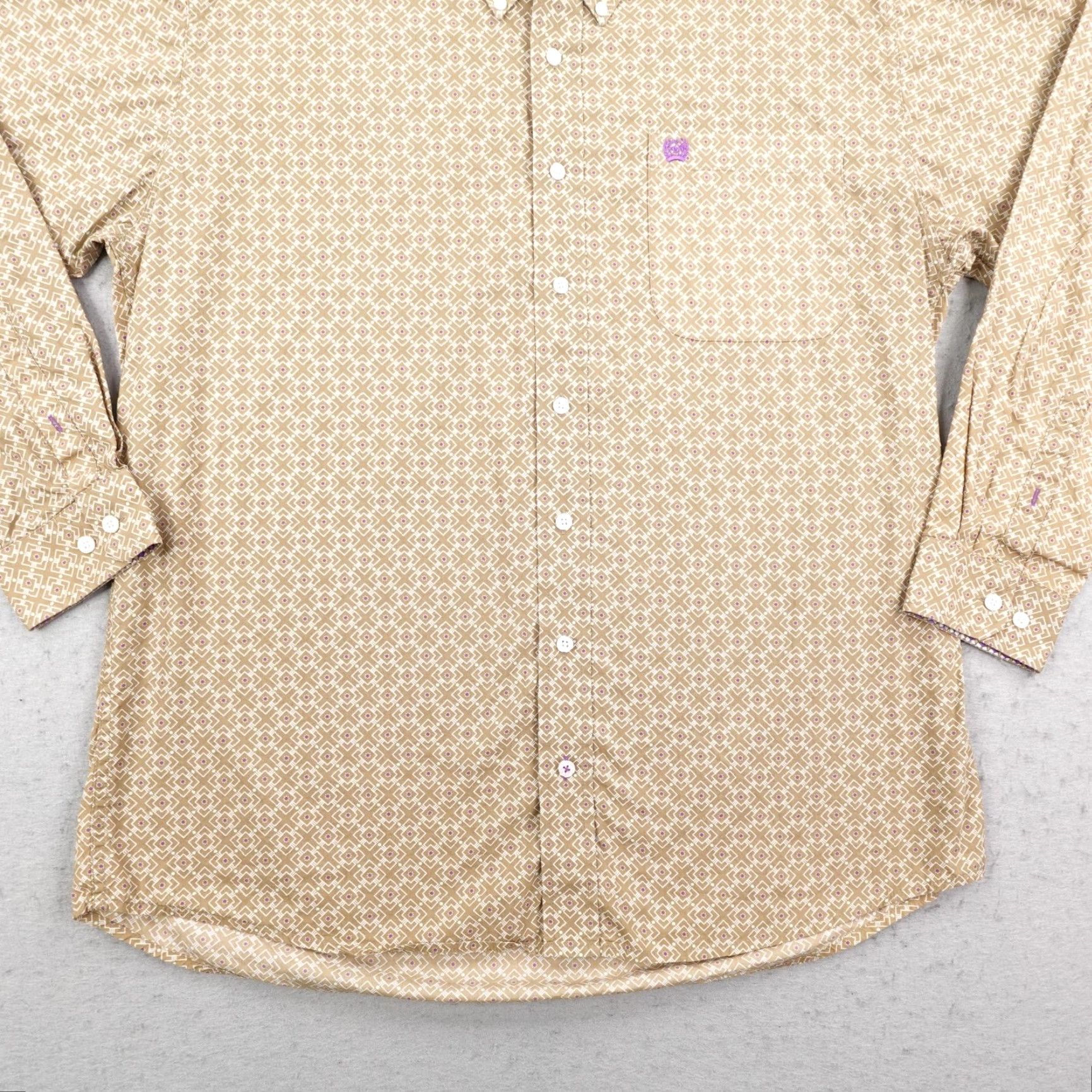Vintage Cinch Shirt Mens Medium Beige Geometric Print Button-Down Western Rodeo Cowboy Shirt Mens Medium Beige Geometric Print Western Cowboy Size US M / EU 48-50 / 2 - 4 Thumbnail
