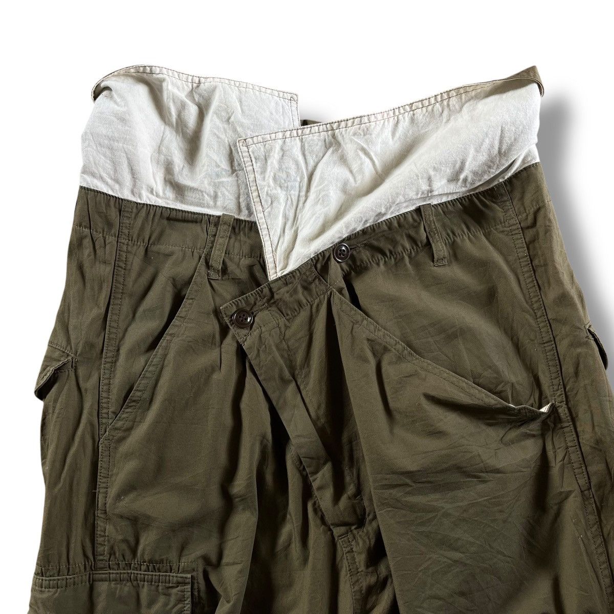 Japanese Brand × Johnbull × Vintage VINTAGE JOHNBULL DROP CROTCH ARMY GREEN CROPPED PANT Size US 35 - 7 Thumbnail