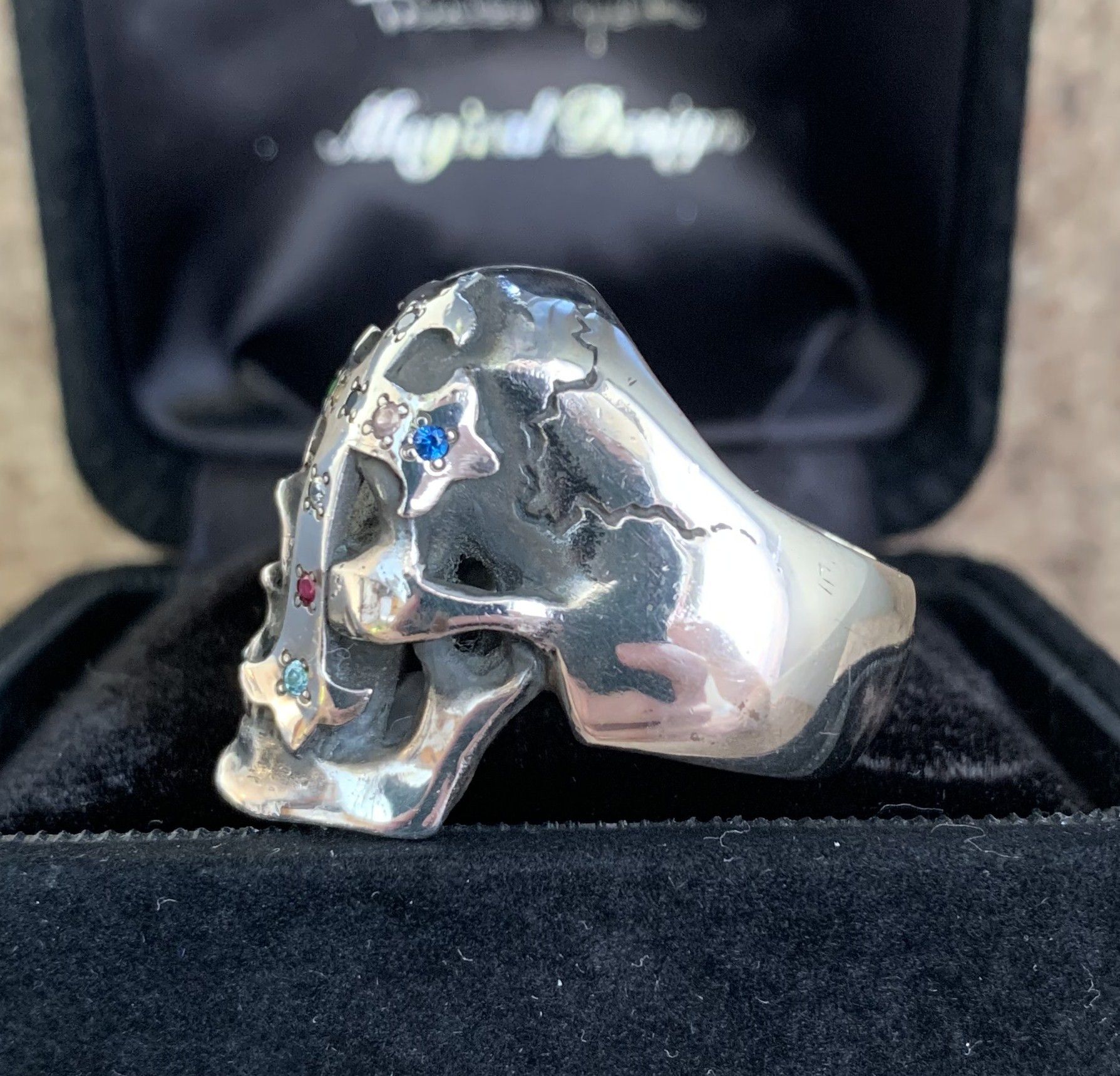 Number (N)ine SS05 "Nightcrawler" Bejeweled Silver Skull Ring w/ box Size ONE SIZE - 3 Thumbnail