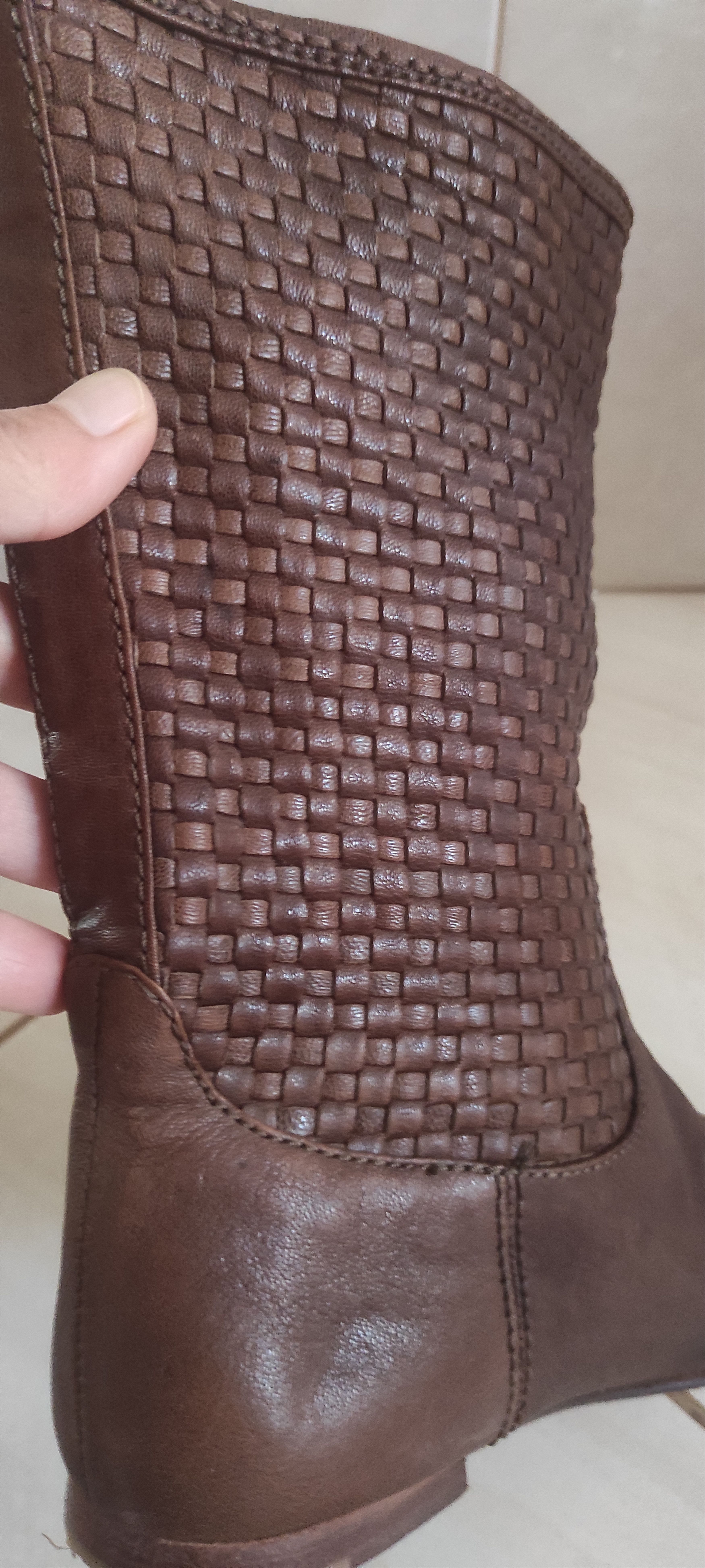 Massimo Dutti Massimo Dutti Brown Woven Leather Mid-calf Boots Size US 8 / IT 38 - 12 Thumbnail