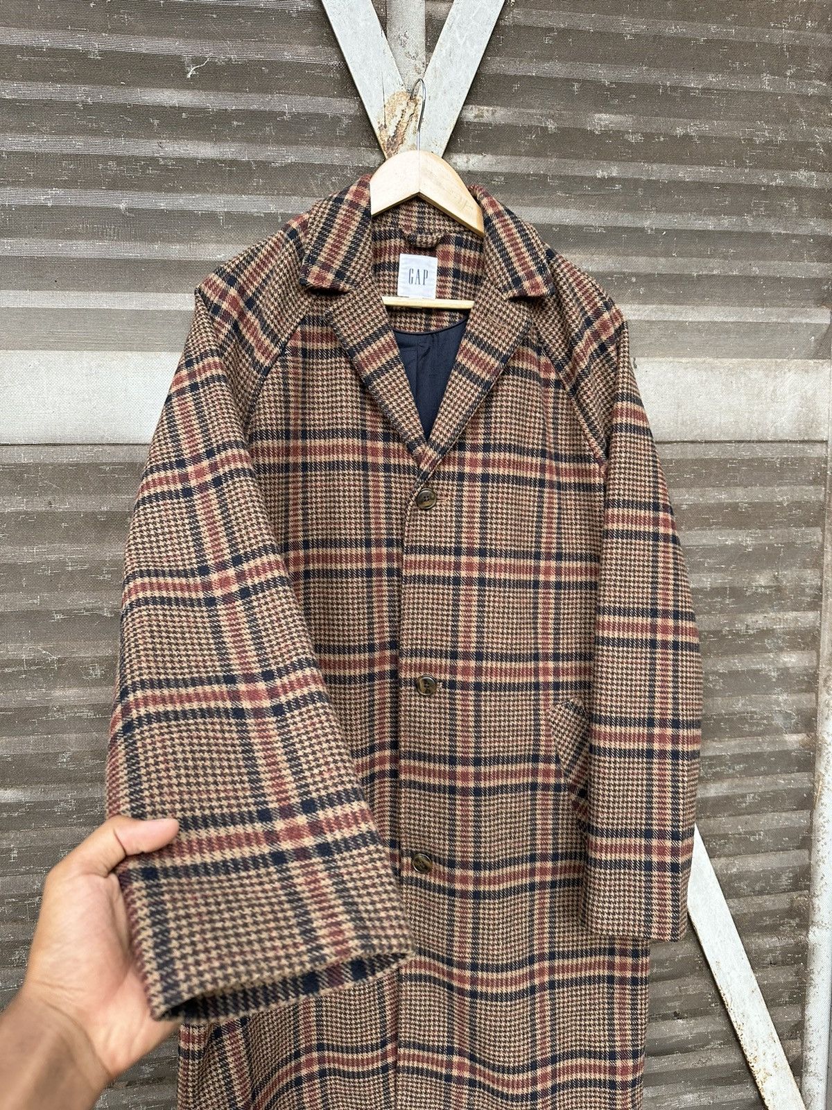 Gap GAP NOVA CHECK DOUBLE BREASTED 100% WOOL LONG JACKET Size US M / EU 48-50 / 2 - 9 Thumbnail