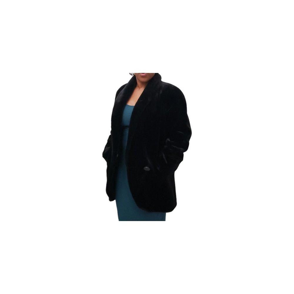 Designer Donny Brook Ladies Vintage Black Faux Fur Coat XS Size XS / US 0-2 / IT 36-38 - 6 Thumbnail