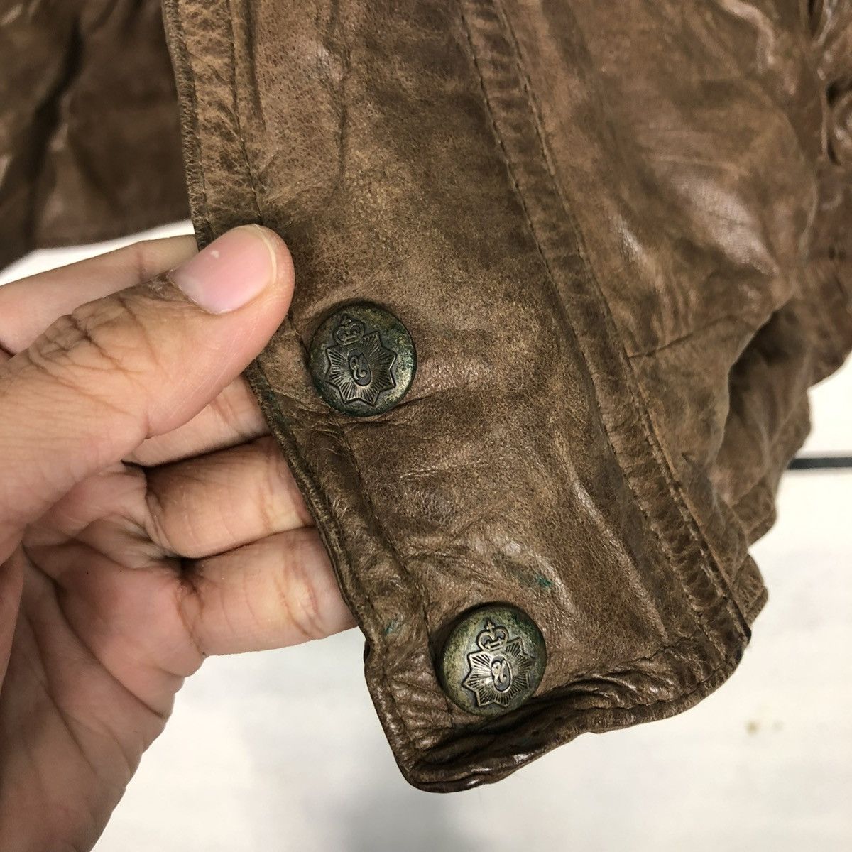 Vintage 🔥VINTAGE BIKER LEATHER JACKET HUNTING HORN ISSEY MIYAKE Size US L / EU 52-54 / 3 - 17 Thumbnail