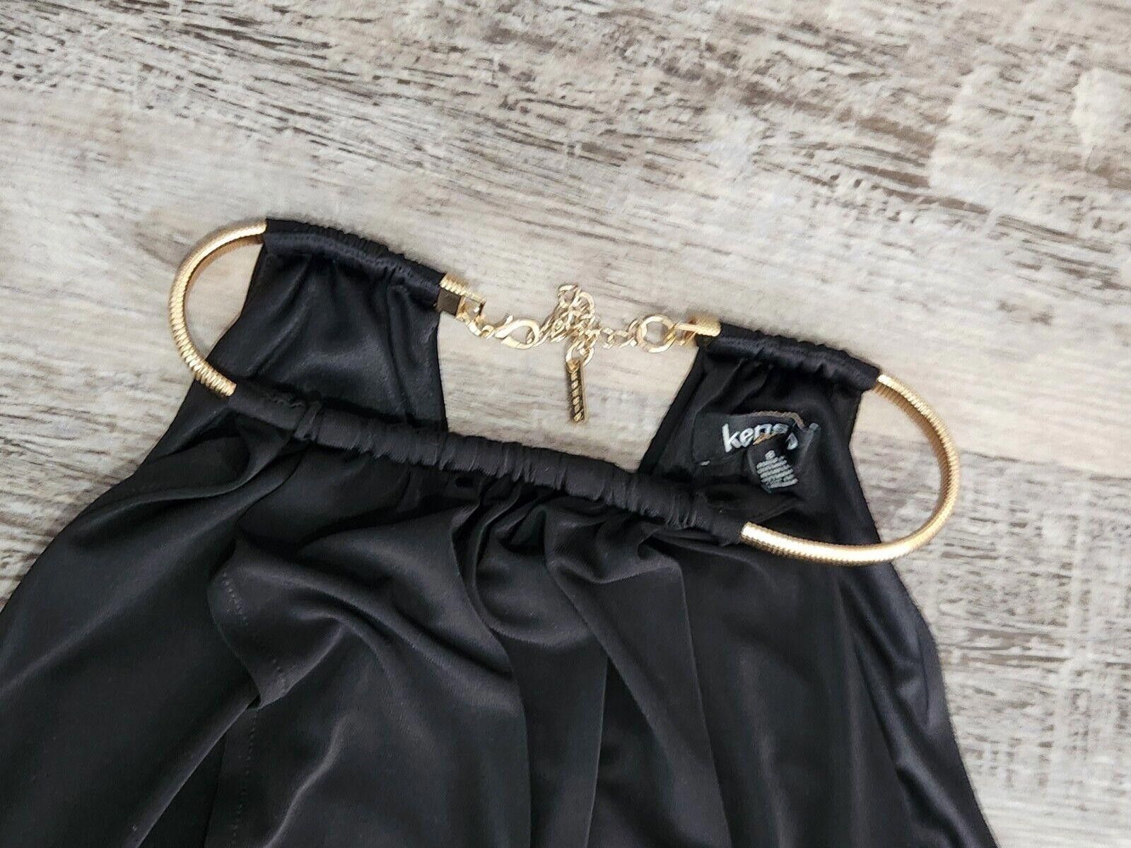 Designer Kenzie Dress Size 8 Black Gold High Neck Evening Night Club Size M / US 6-8 / IT 42-44 - 2 Thumbnail