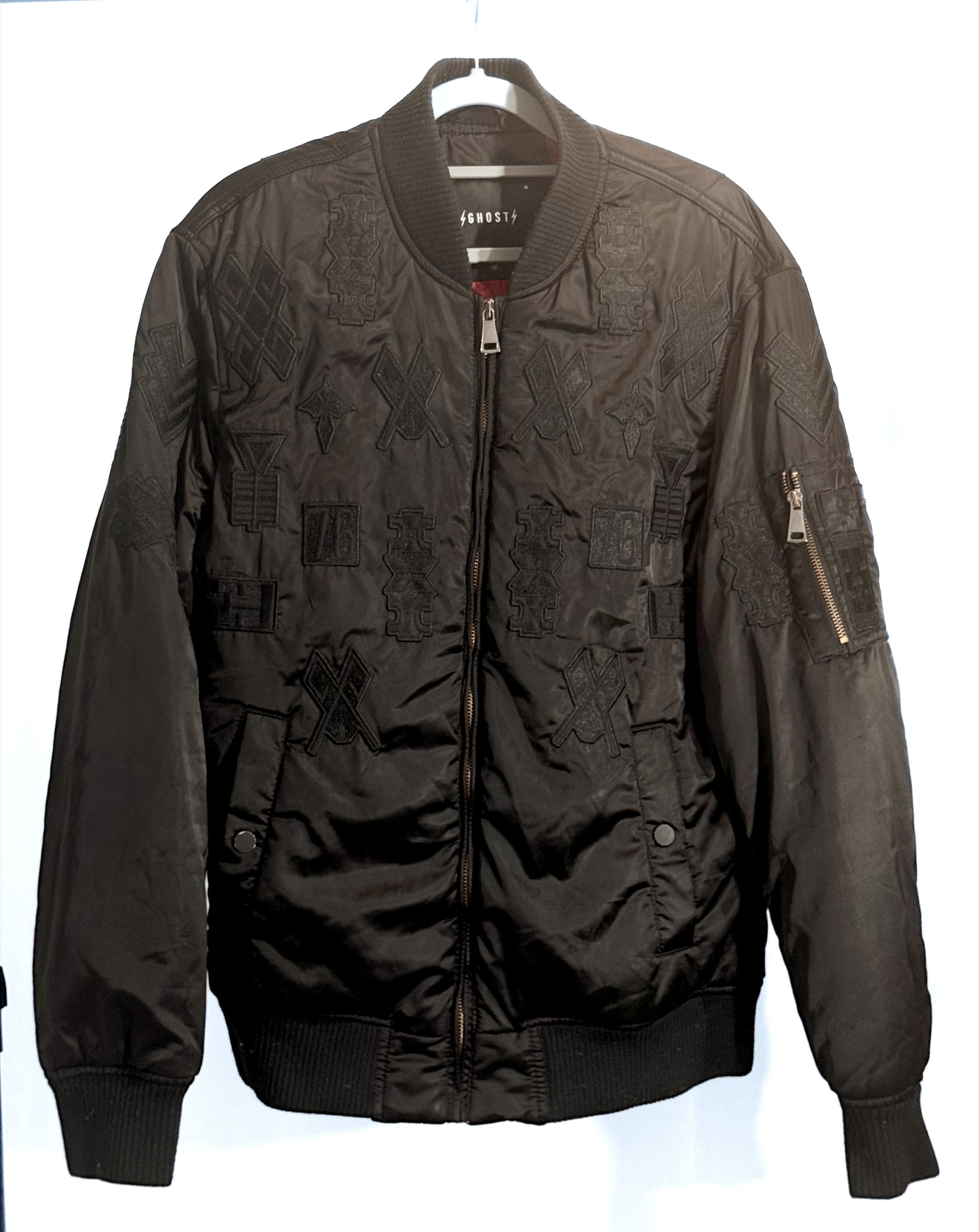 Jo Ghost Ghost Raw All-Over Embroidered Bomber Jacket Black Size M Size US M / EU 48-50 / 2 - 1 Thumbnail