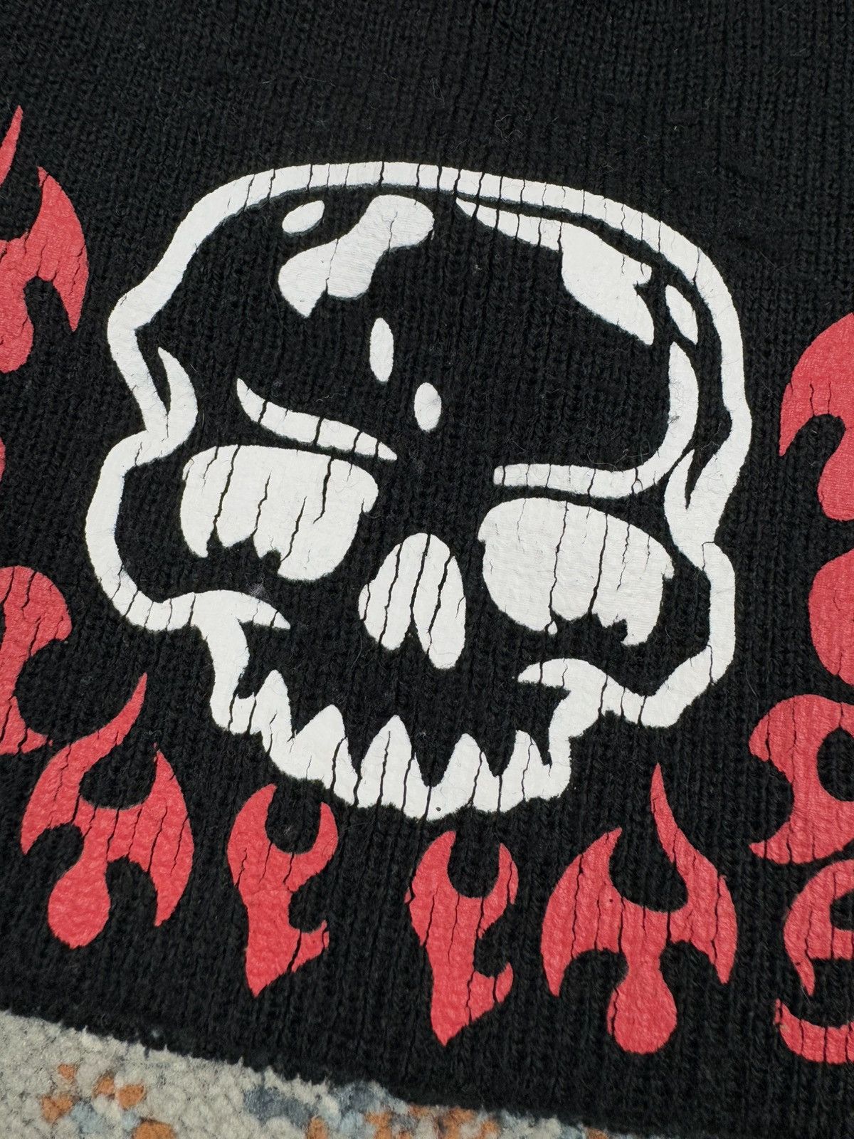 Other Vintage 90s skull flames print beanie hat affliction skate Size ONE SIZE - 4 Thumbnail